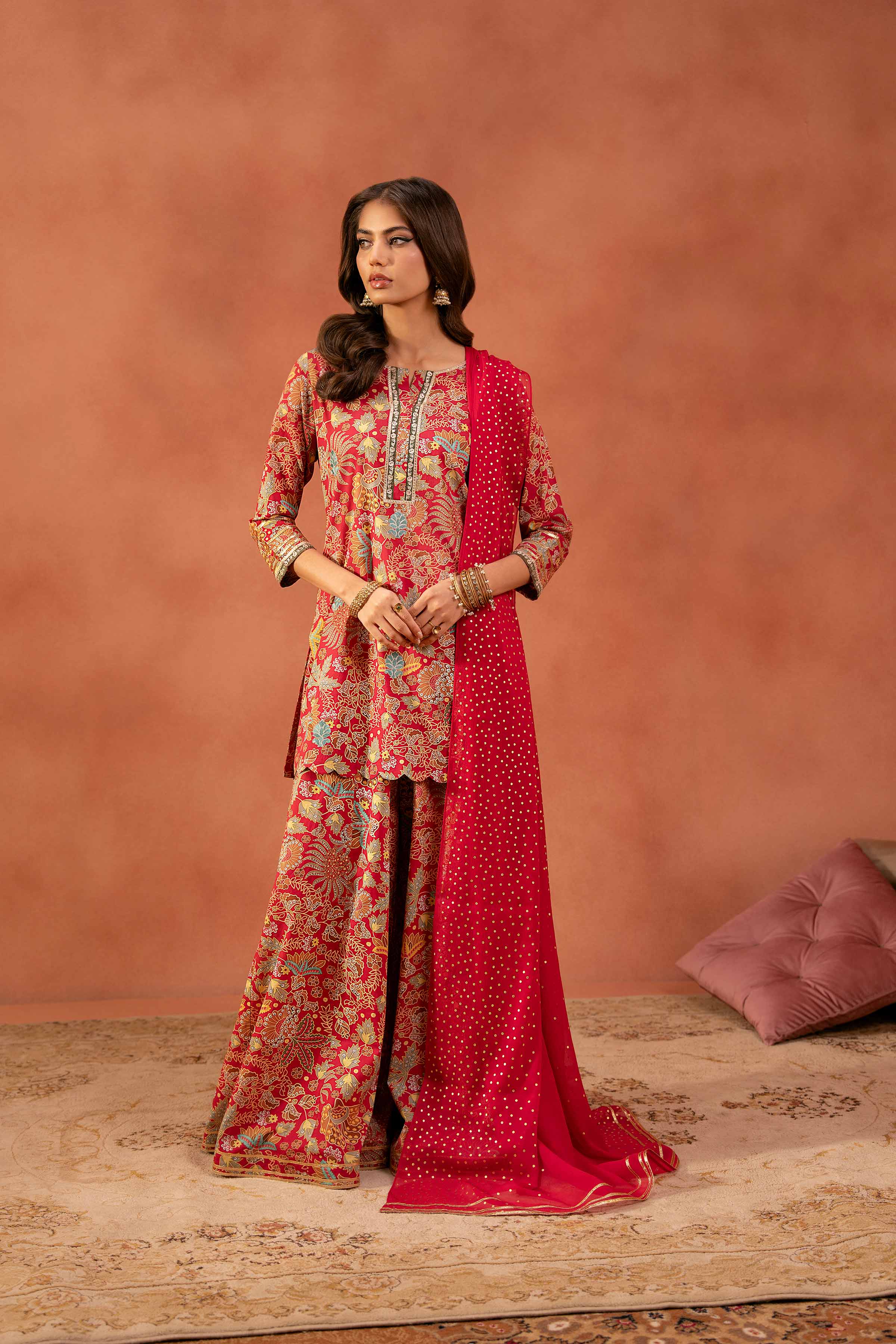 3 Piece - Printed Embroidered Suit - KFE25-166