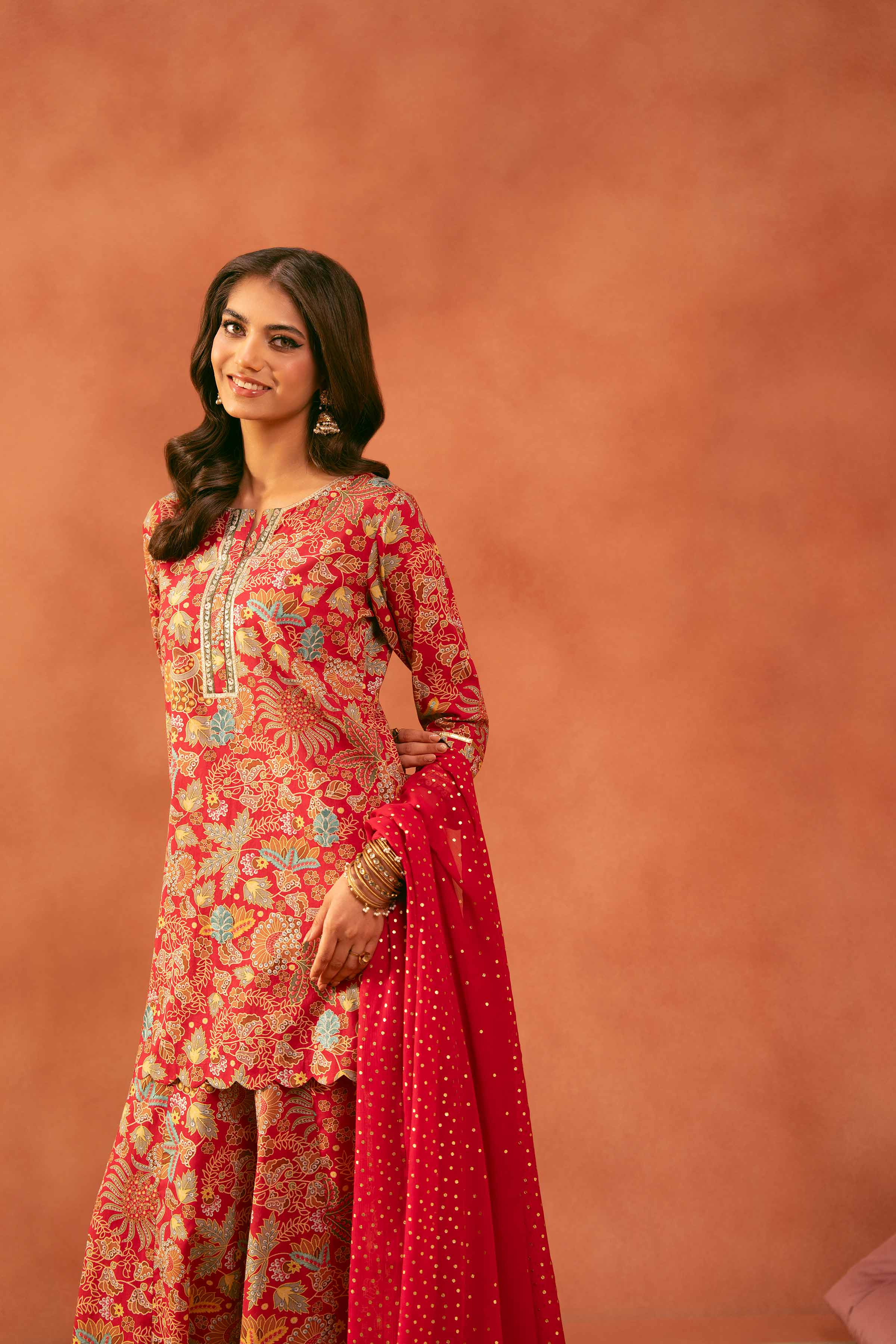 3 Piece - Printed Embroidered Suit - KFE25-166