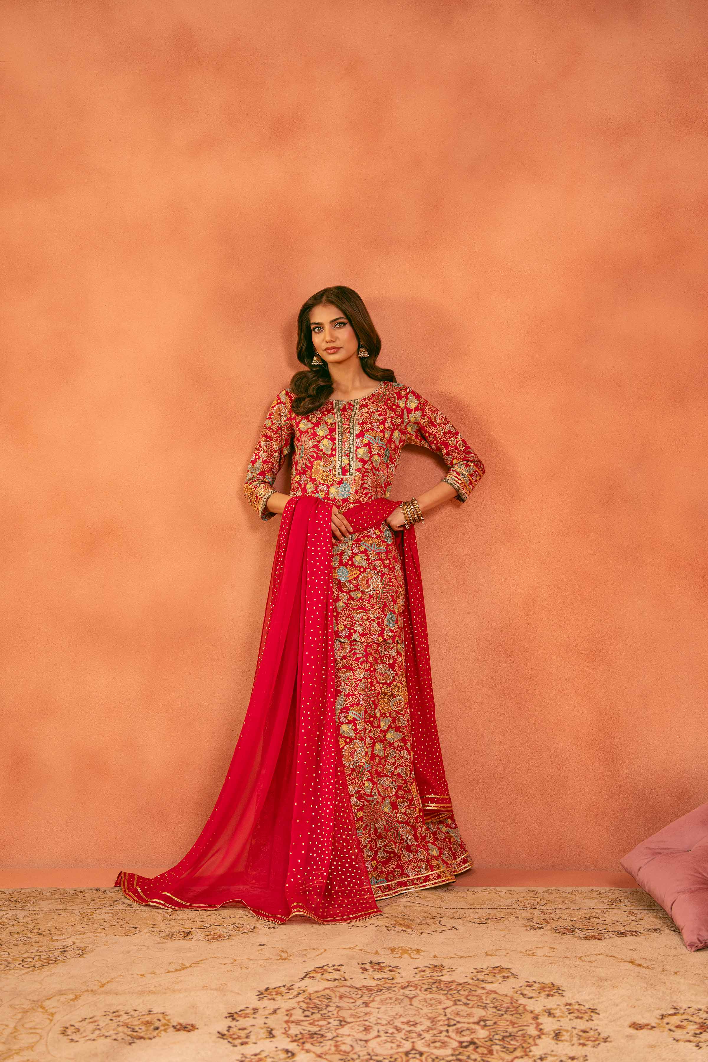 3 Piece - Printed Embroidered Suit - KFE25-166