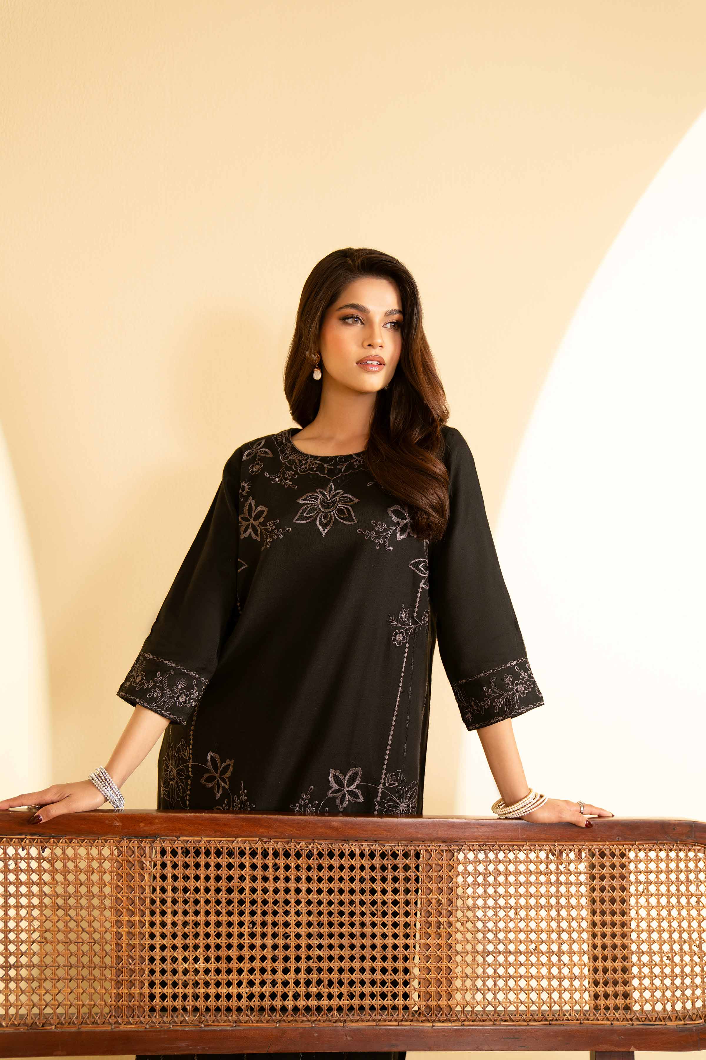 NishatUAE - Black Embroidered 2-piece Ready To Wear Dress