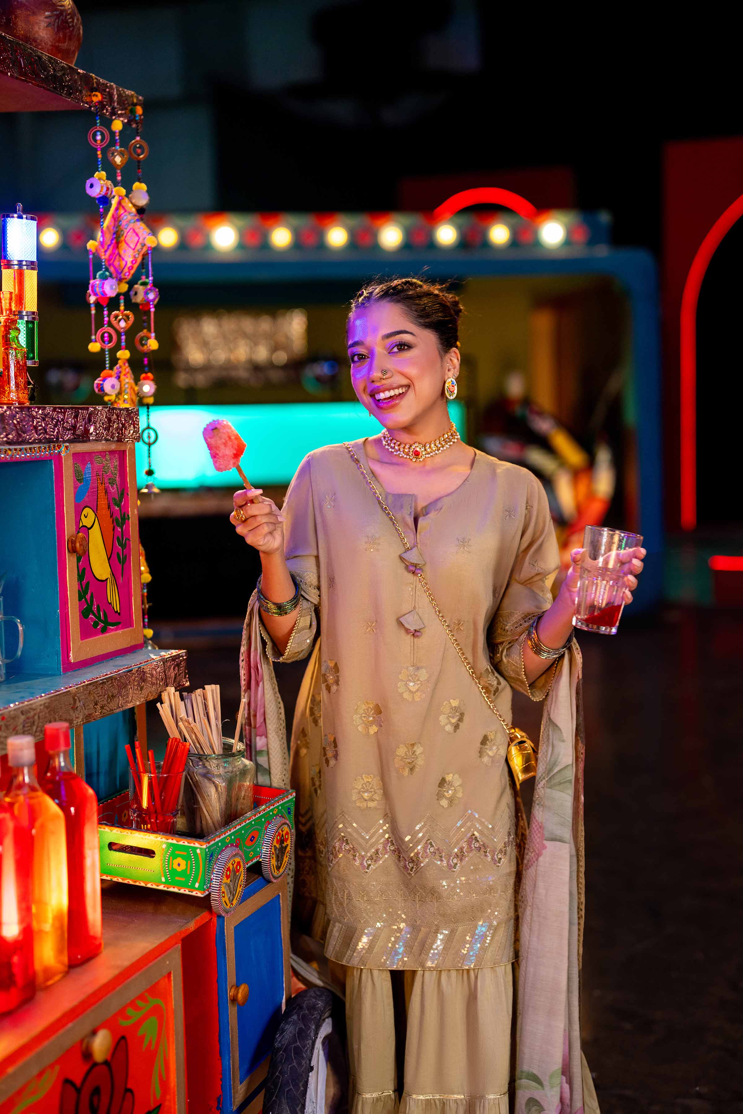 3 Piece - Printed Embroidered Suit - KFE25-55