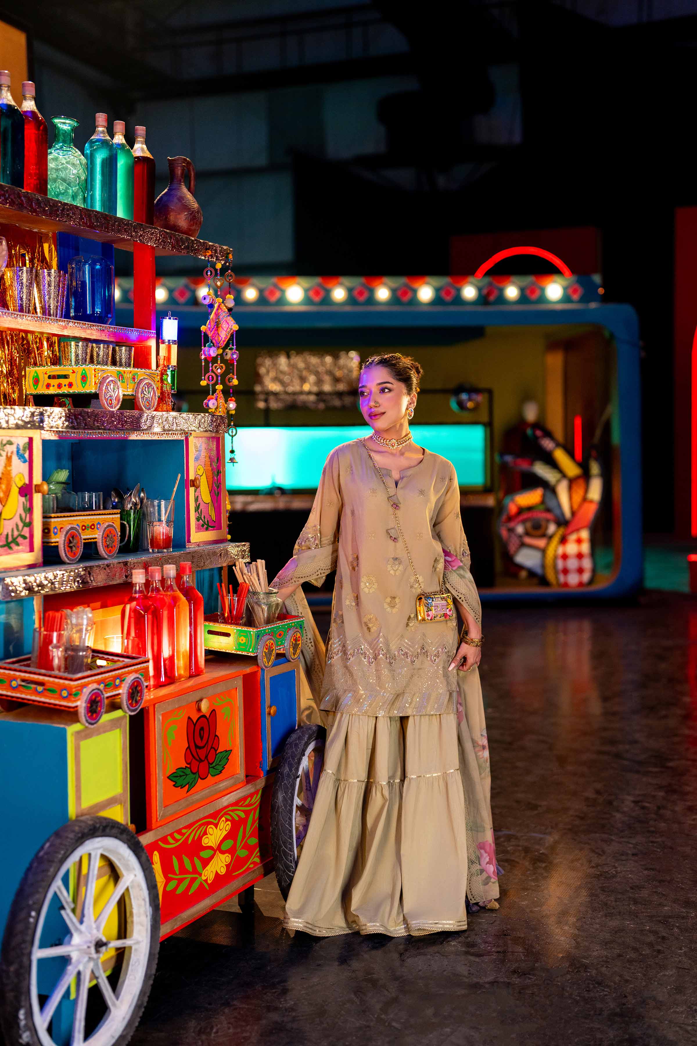 3 Piece - Printed Embroidered Suit - KFE25-55