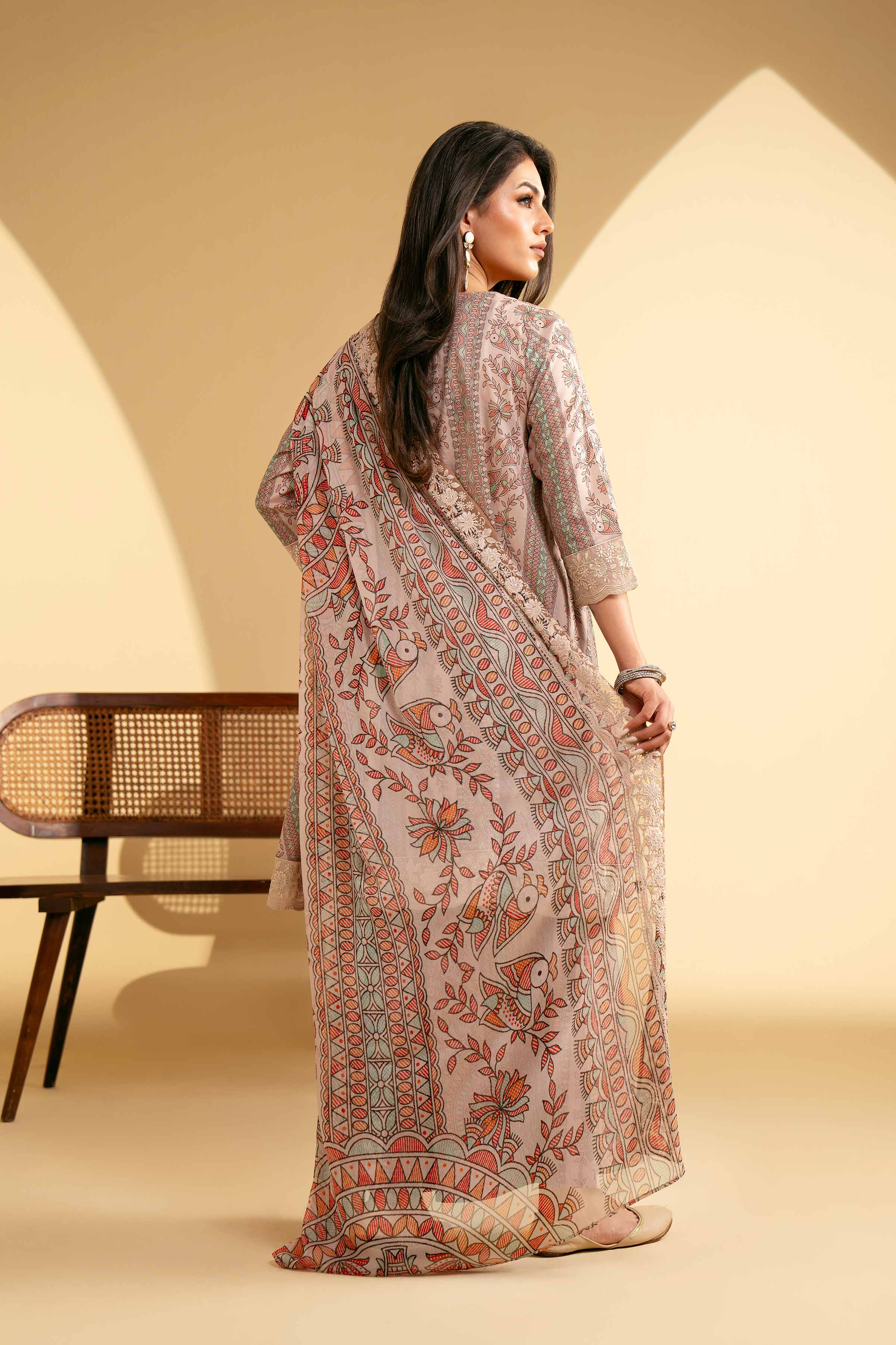 3 Piece - Printed Embroidered Suit - KFE25-75