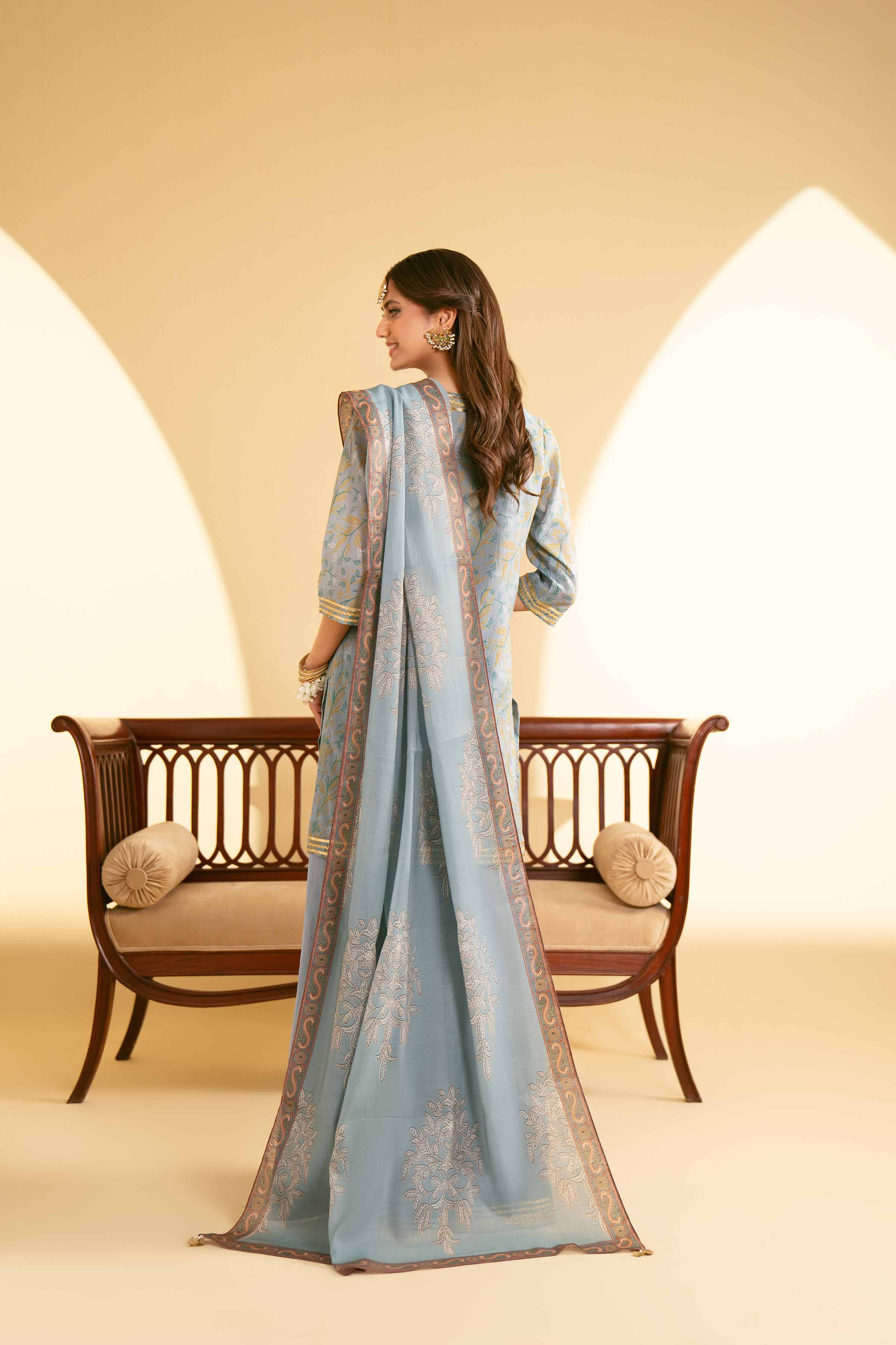 3 Piece - Printed Embroidered Suit - KFE25-78