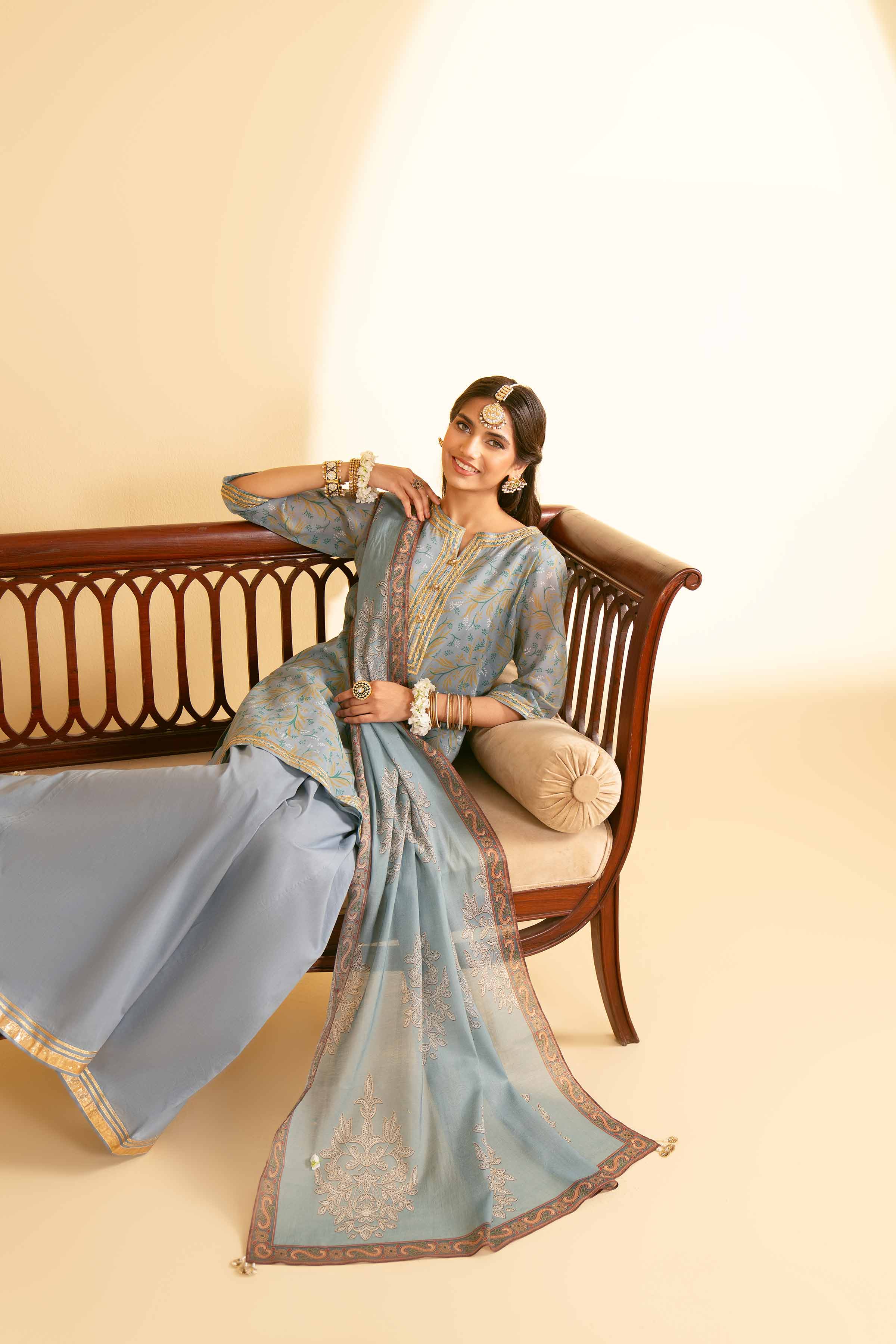 3 Piece - Printed Embroidered Suit - KFE25-78