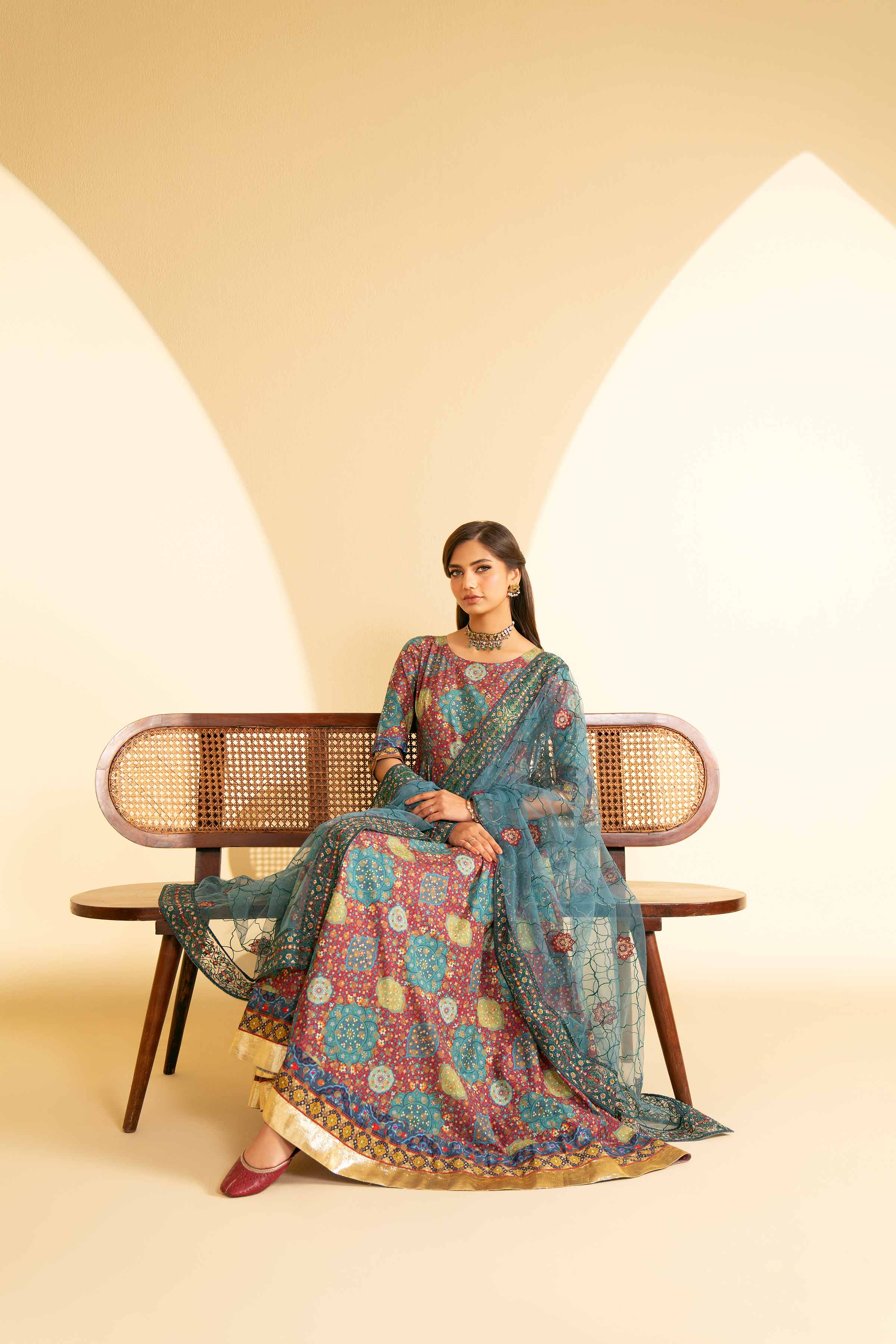 2 Piece - Printed Embroidered Suit - KFE25-84