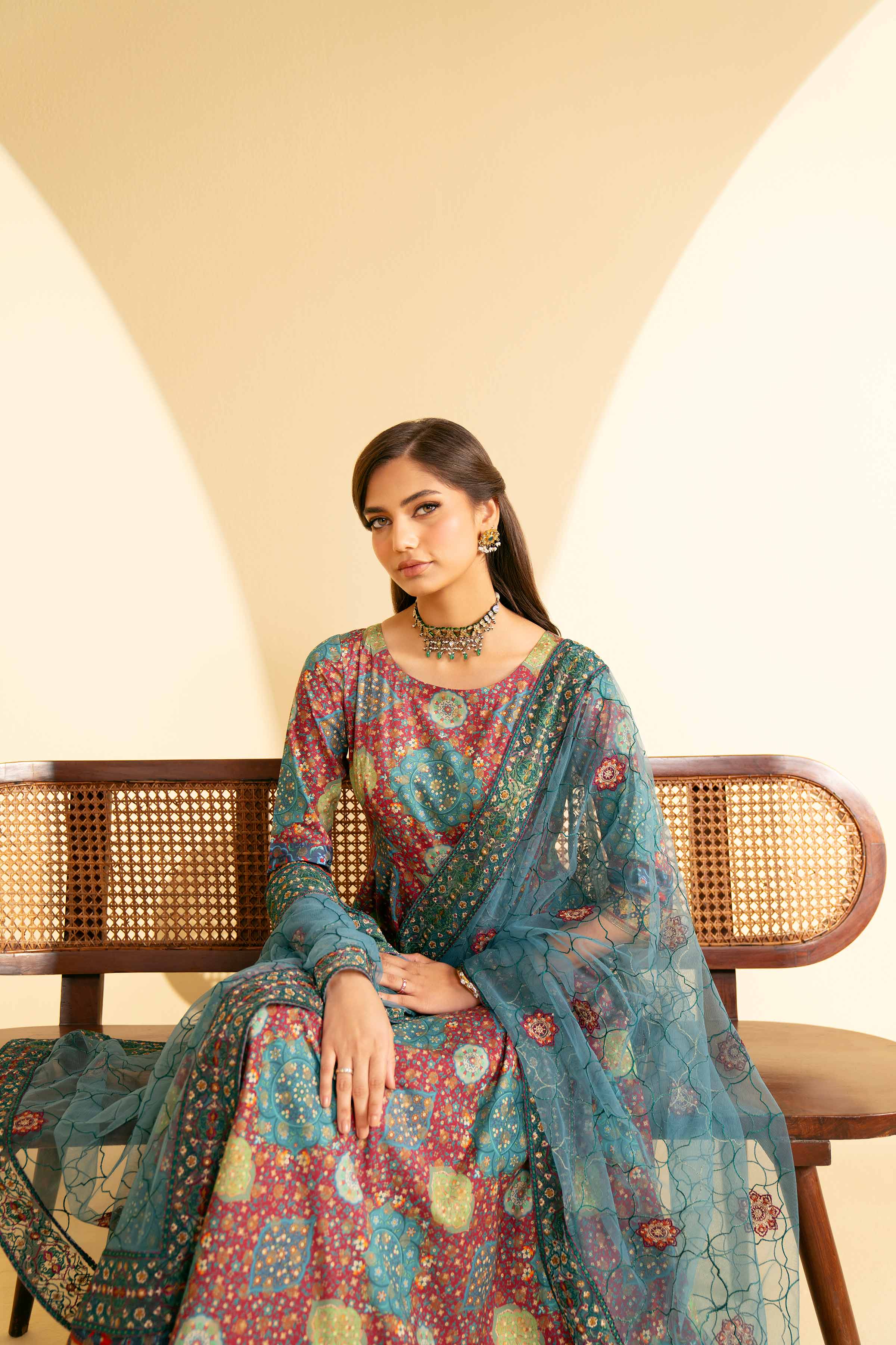 2 Piece - Printed Embroidered Suit - KFE25-84