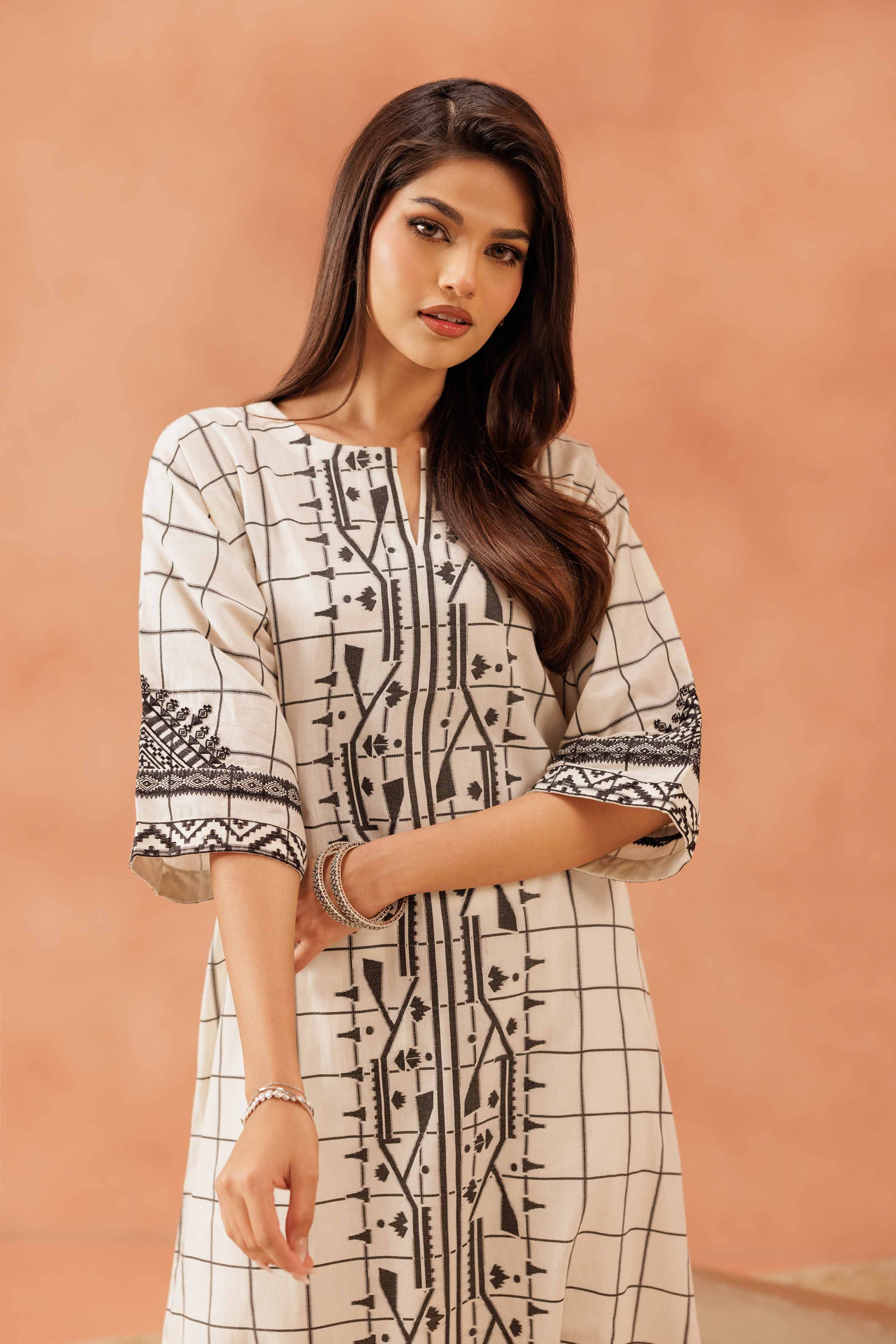 2 Piece - Printed Embroidered Suit - KFE25-92