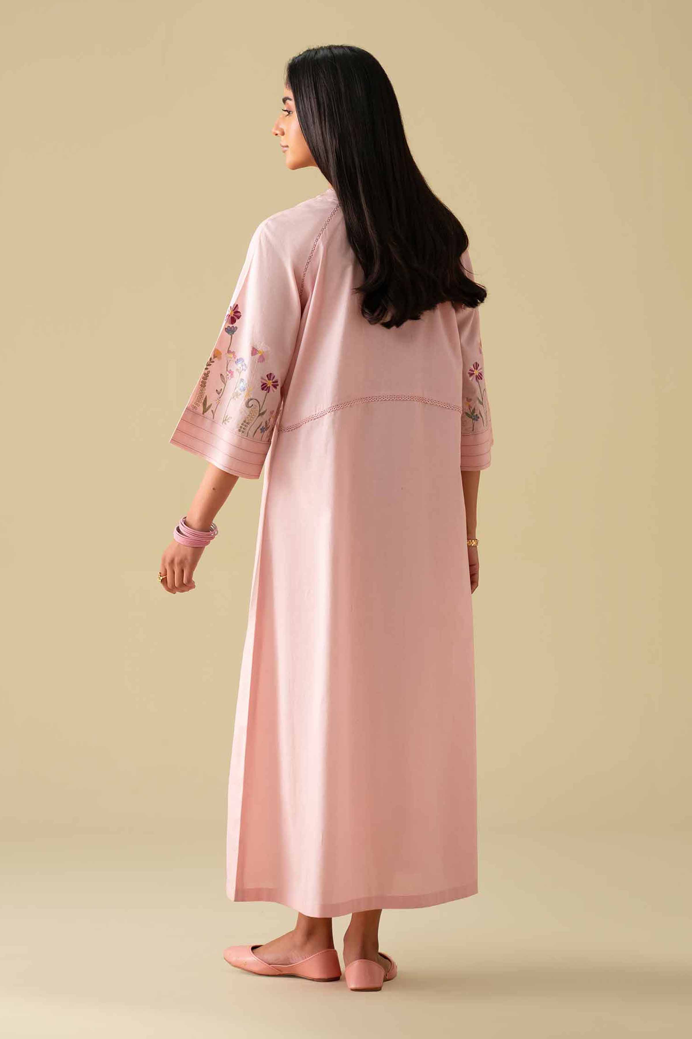 2 Piece - Embroidered Suit - KFE26-02 Pink Cambric 2PC Embroidered LUXURY