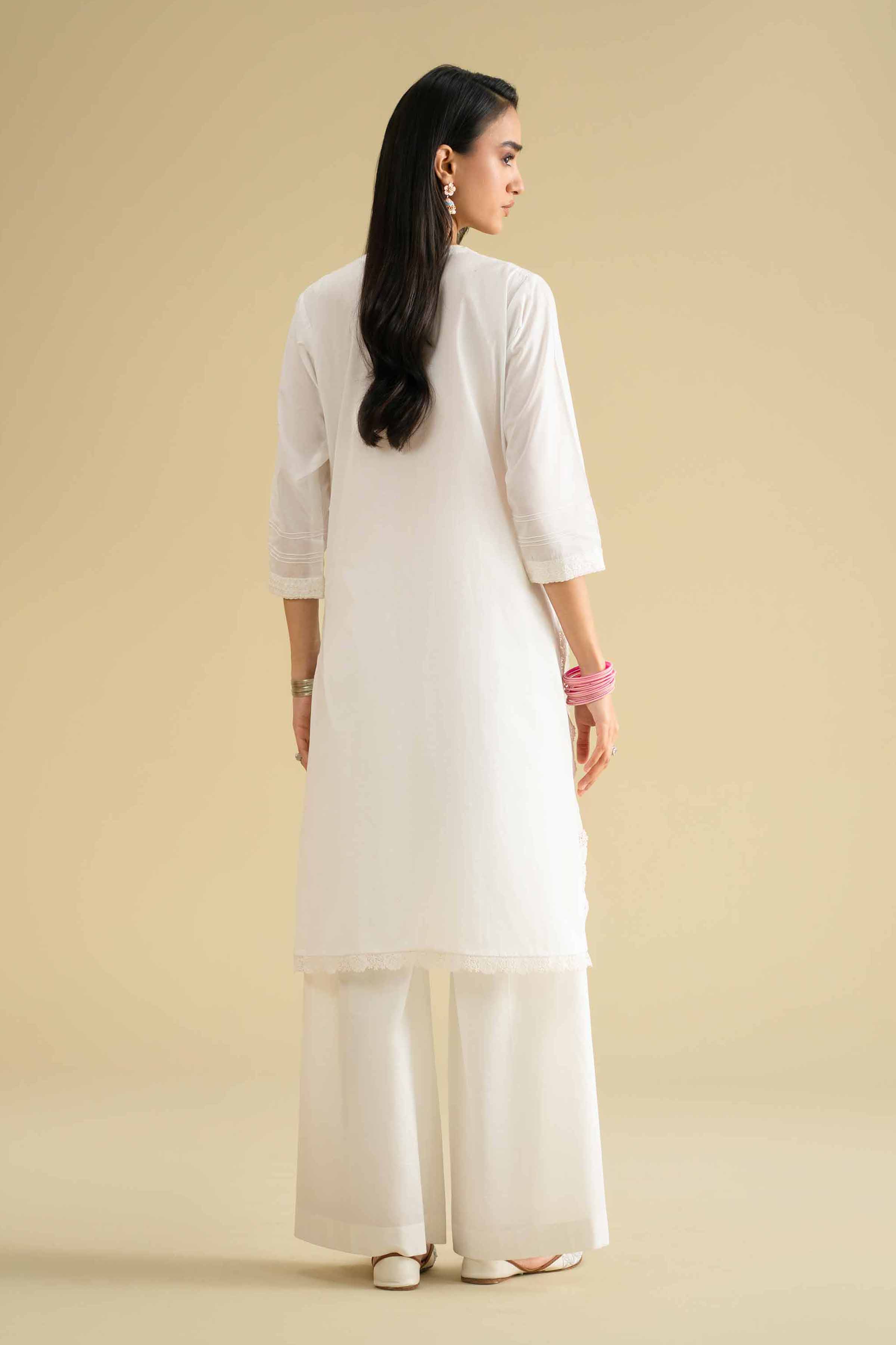 Embroidered Shirt - KFE26-03 White Cambric 1PC Embroidered LUXURY