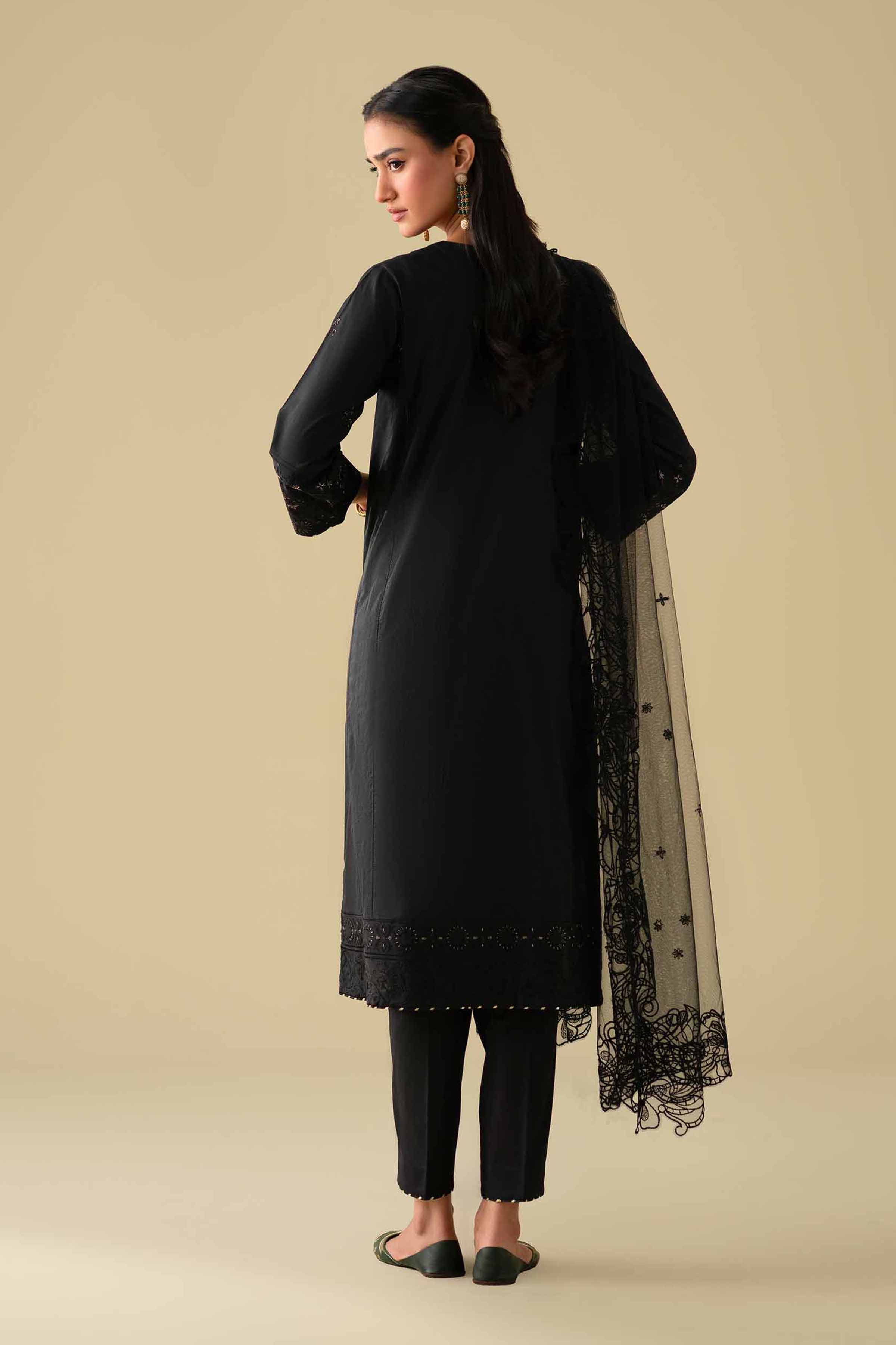 3 Piece - Embroidered Suit - KFE26-102 Black Cambric 3PC Embroidered LUXURY