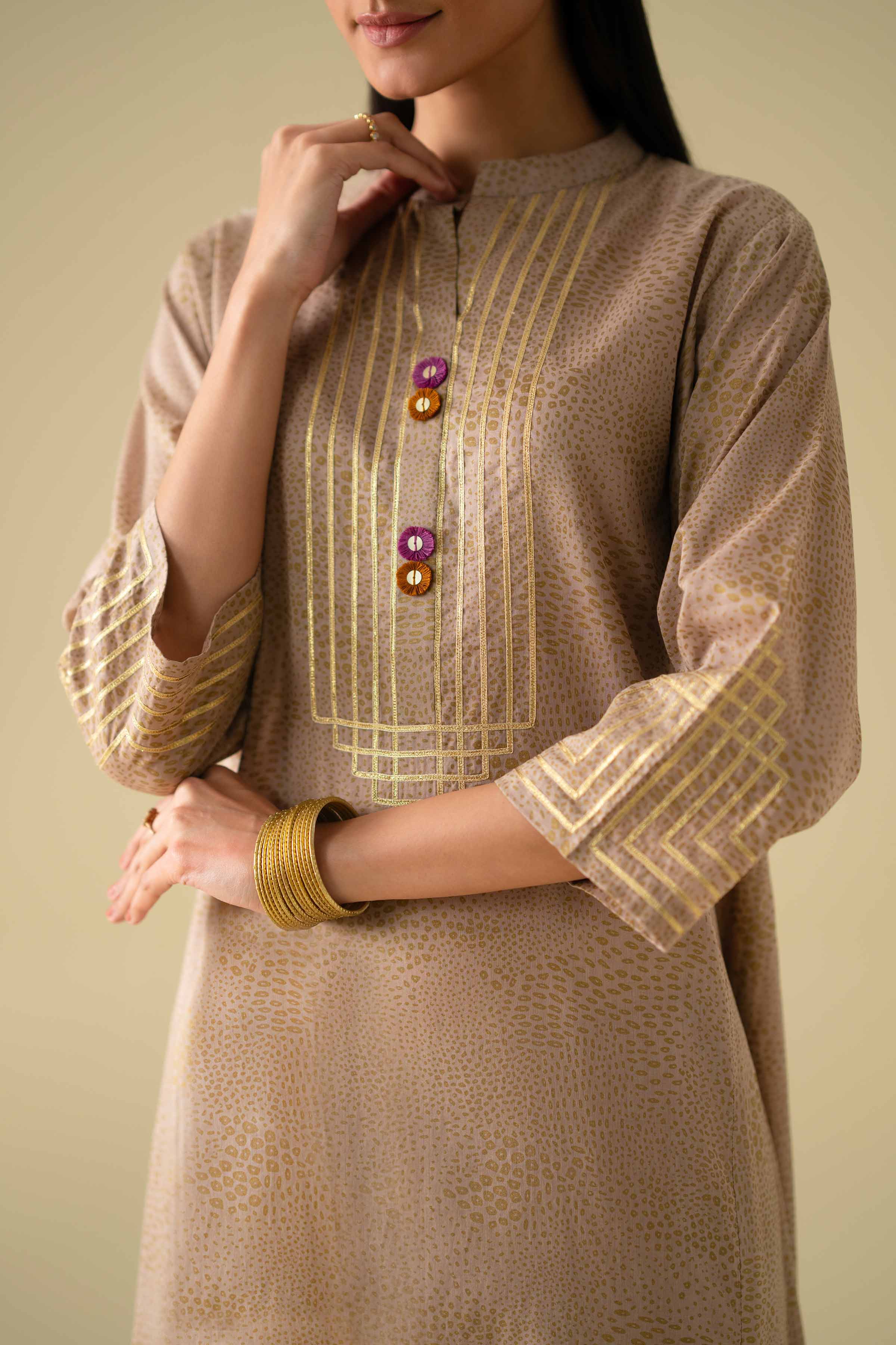 3 Piece - Embroidered Suit - KFE26-116 Brown Lawn 3PC Embroidered LUXURY