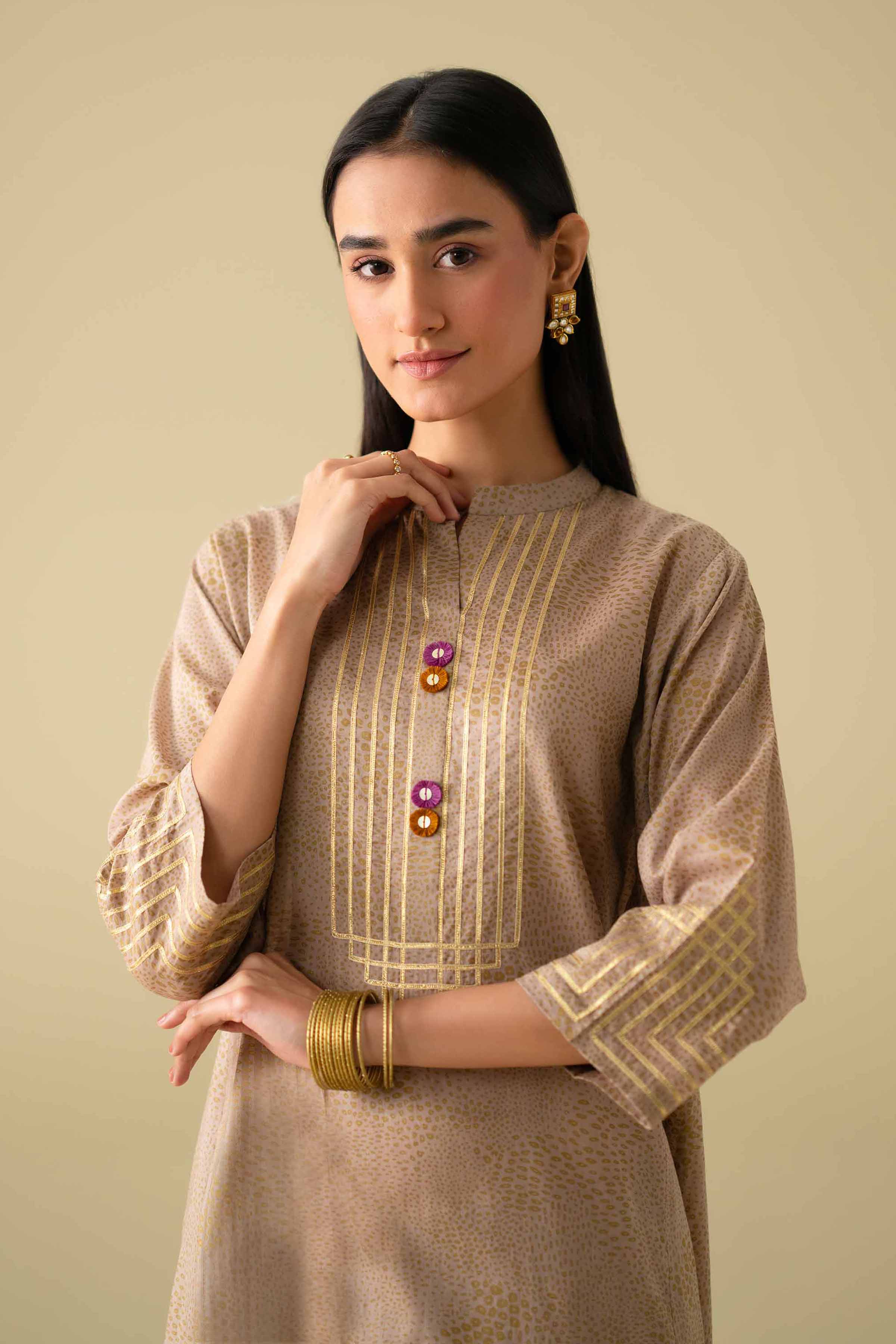 3 Piece - Embroidered Suit - KFE26-116 Brown Lawn 3PC Embroidered LUXURY