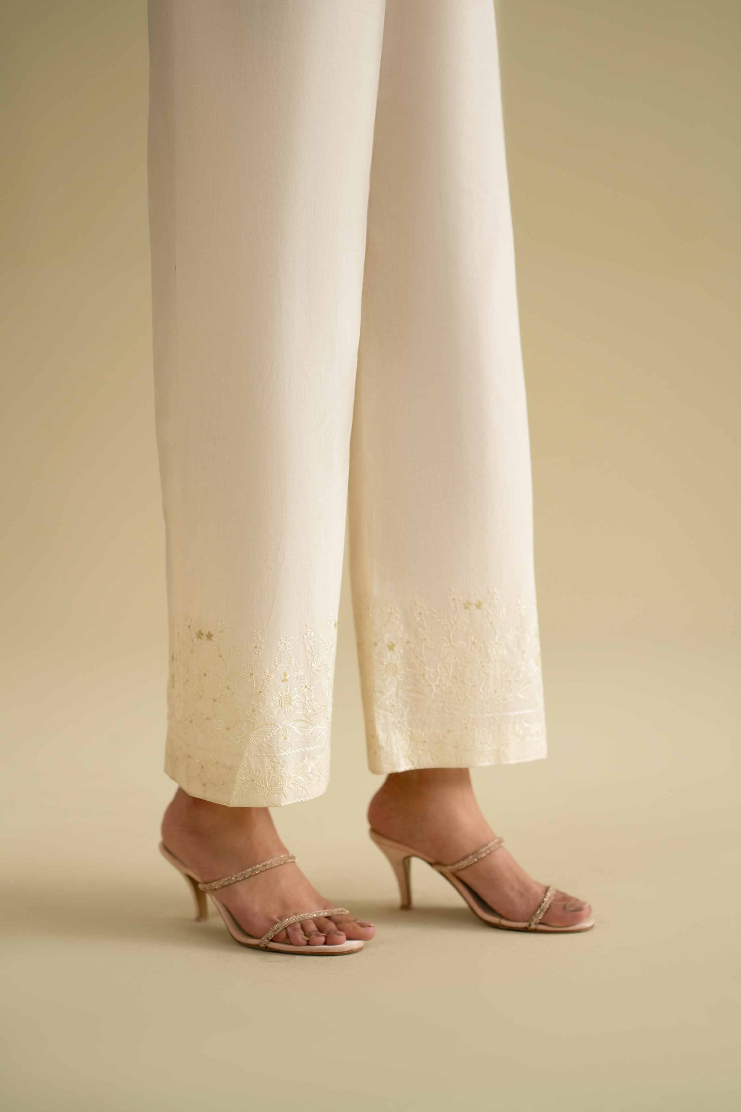 Embroidered Culottes - KFE26-126 White Khaddar 1PC Embroidered LUXURY