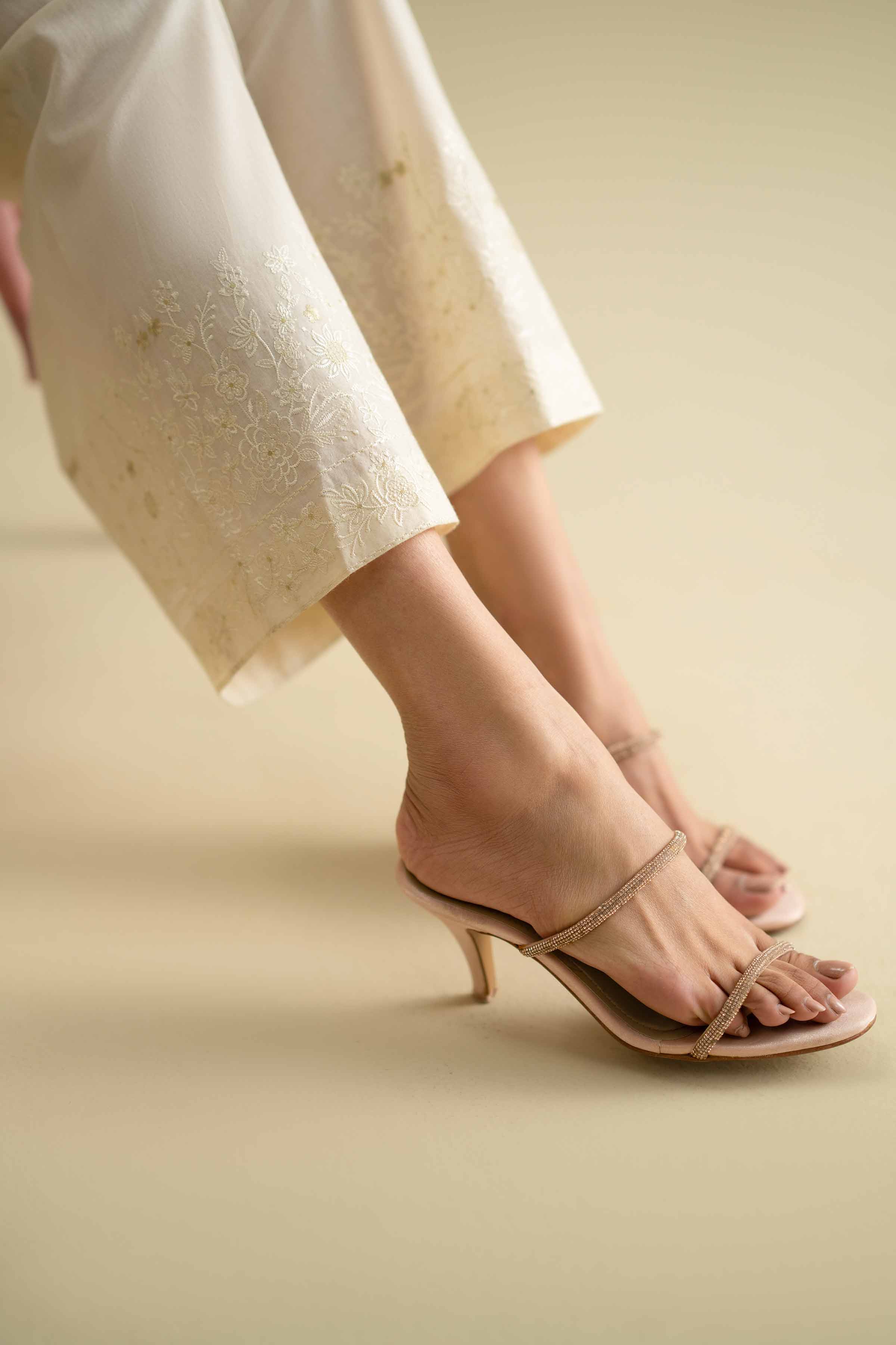 Embroidered Culottes - KFE26-126 White Khaddar 1PC Embroidered LUXURY