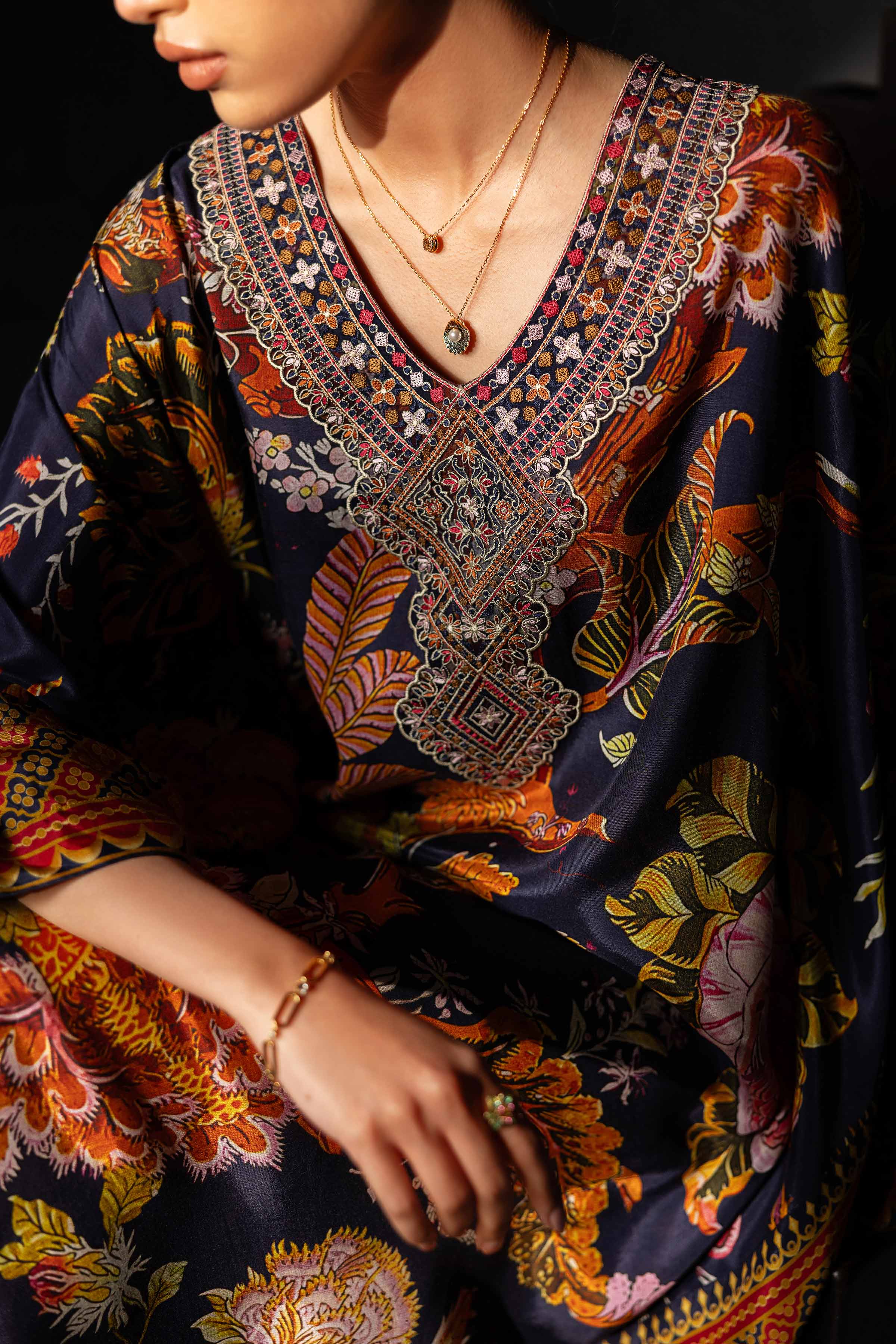 Printed Embroidered Kaftan - KFE26-134