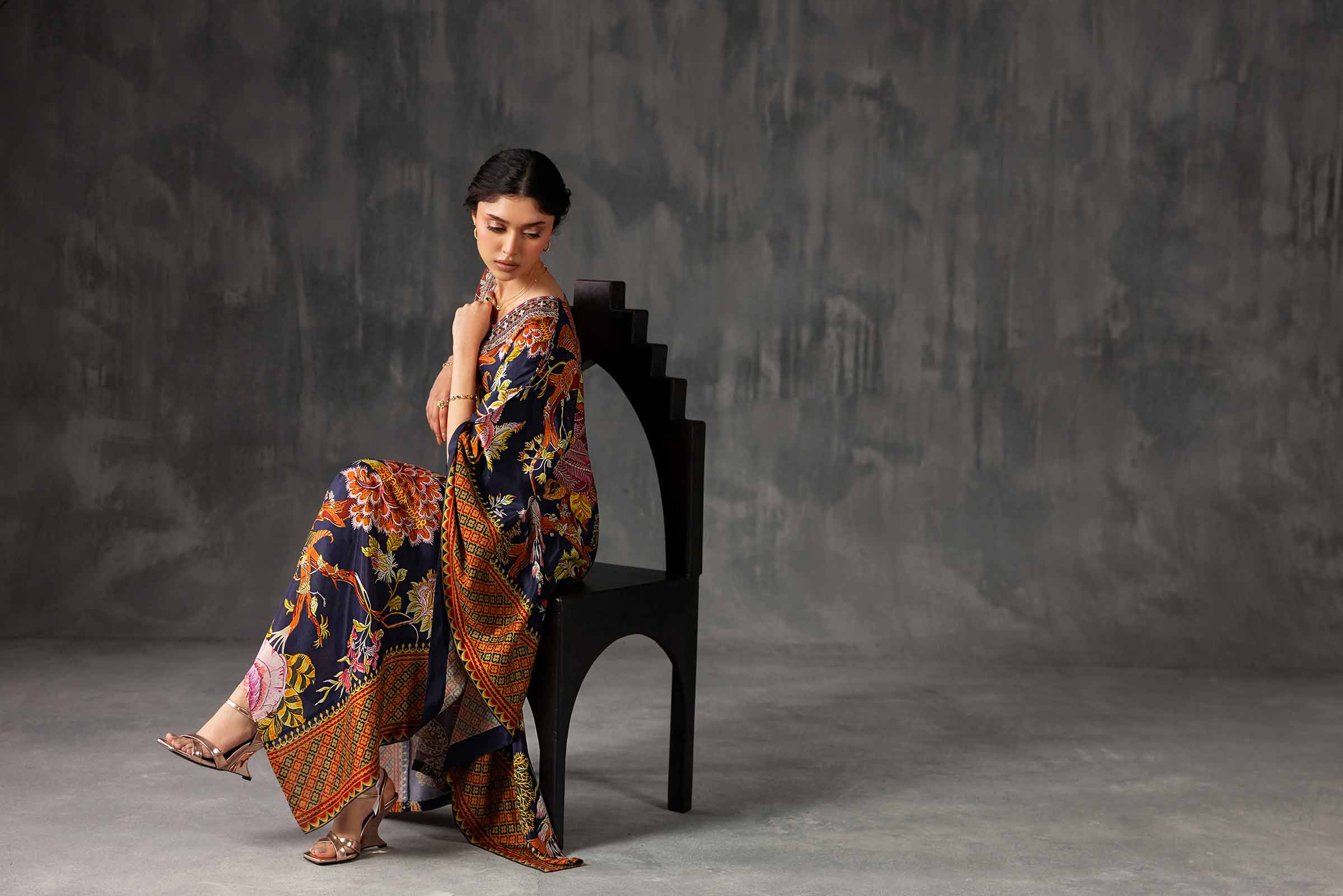 Printed Embroidered Kaftan - KFE26-134