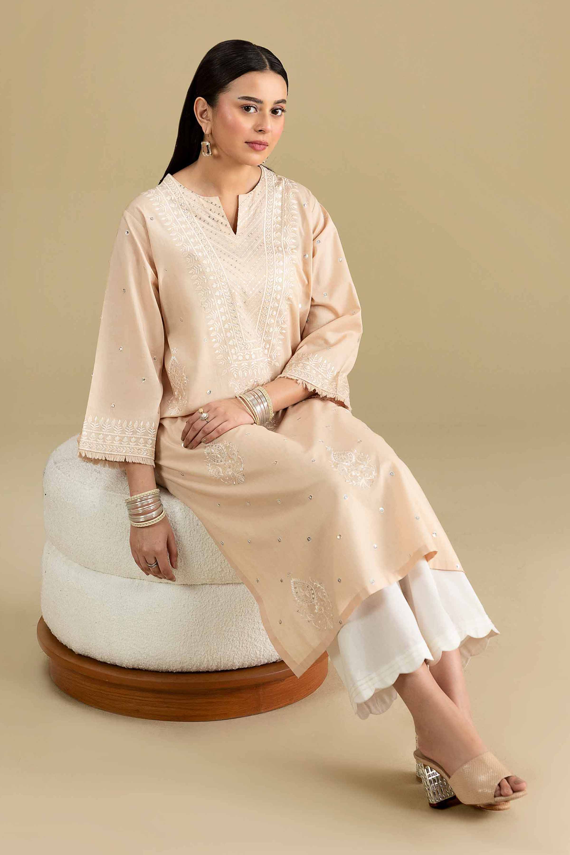 Embroidered Shirt - KFE26-139 Beige Lawn 1PC Embroidered READY TO WEAR