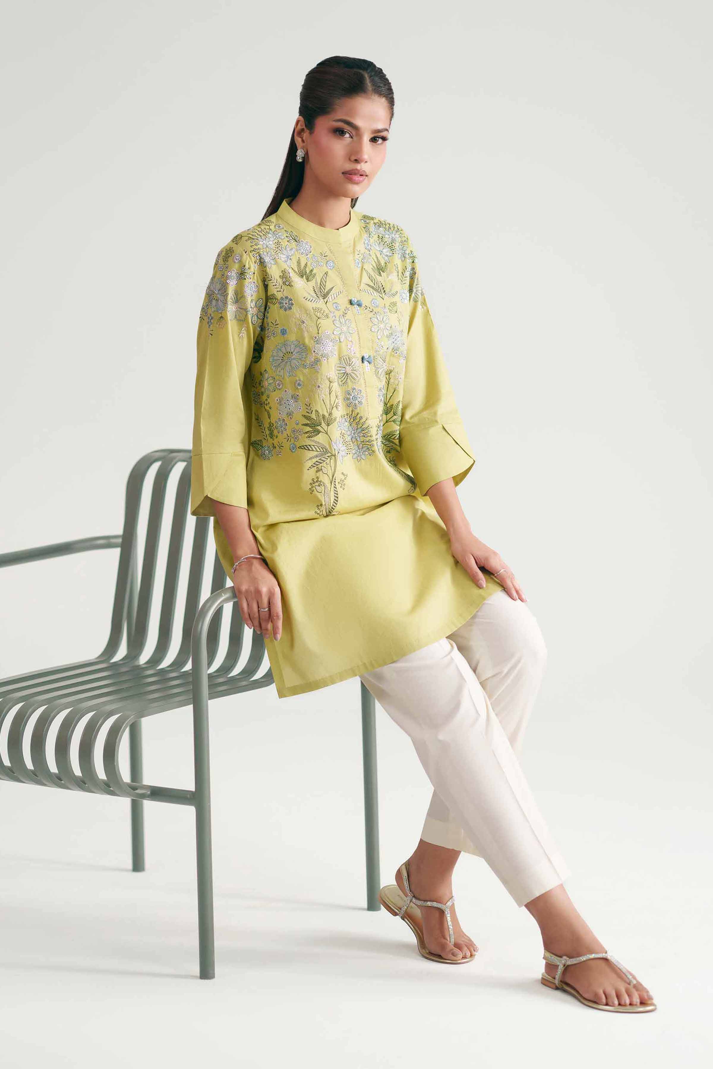 Embroidered Shirt - KFE26-140 Green Lawn 1PC Embroidered READY TO WEAR