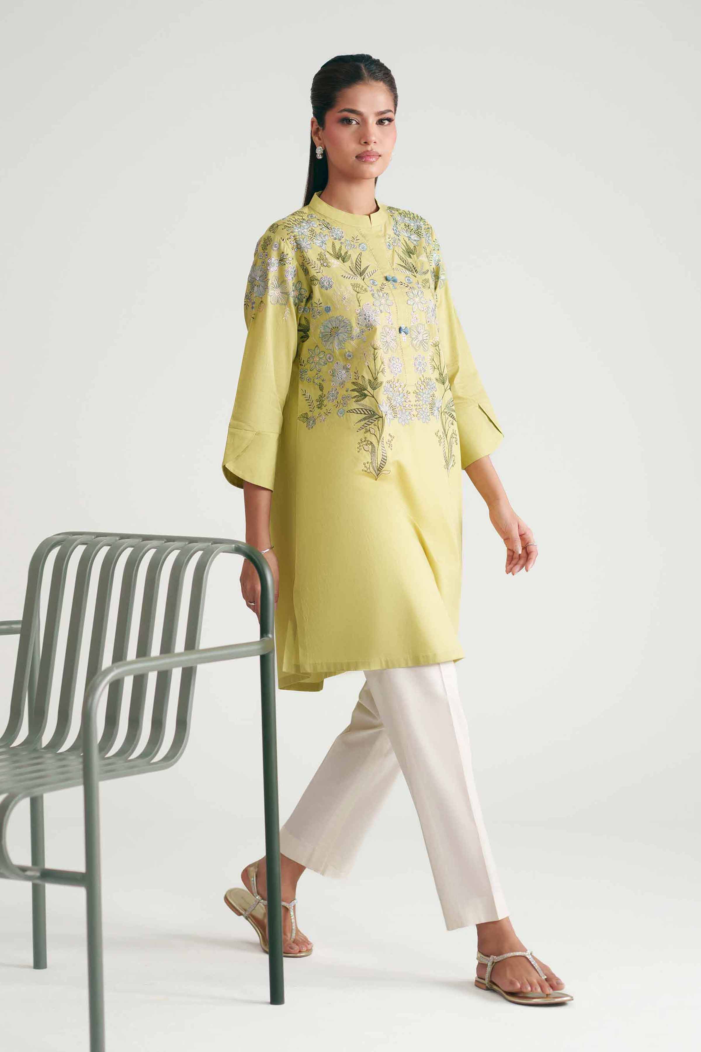 Embroidered Shirt - KFE26-140 Green Lawn 1PC Embroidered READY TO WEAR