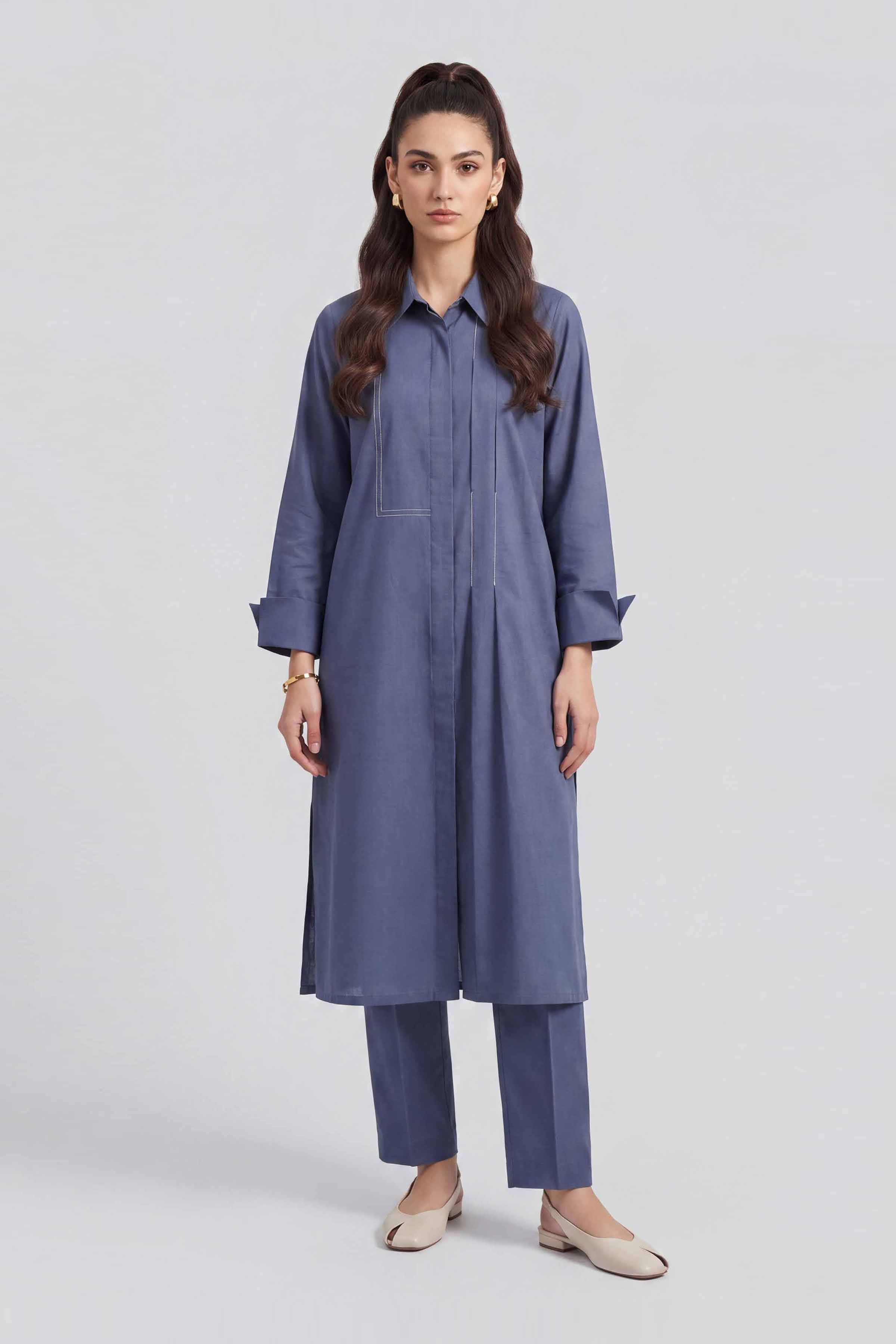 2 Piece - Solid Suit - KFE26-151 Blue Yarn Dyed 2PC Solids READY TO WEAR