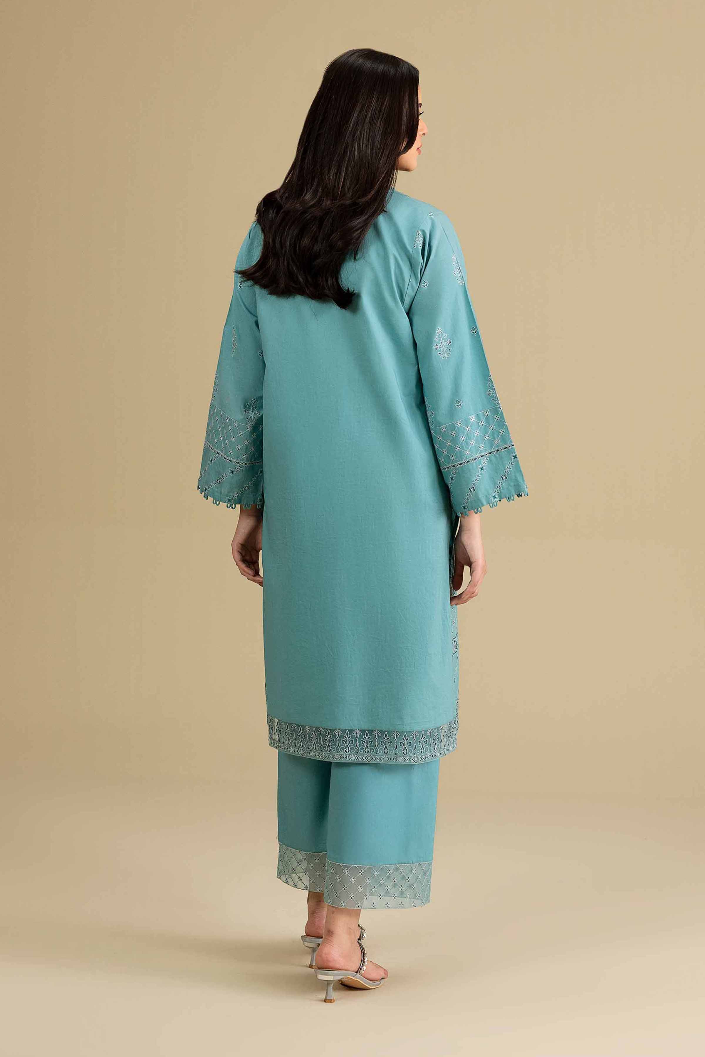2 Piece - Embroidered Suit - KFE26-166 Blue Cambric 2PC Embroidered READY TO WEAR