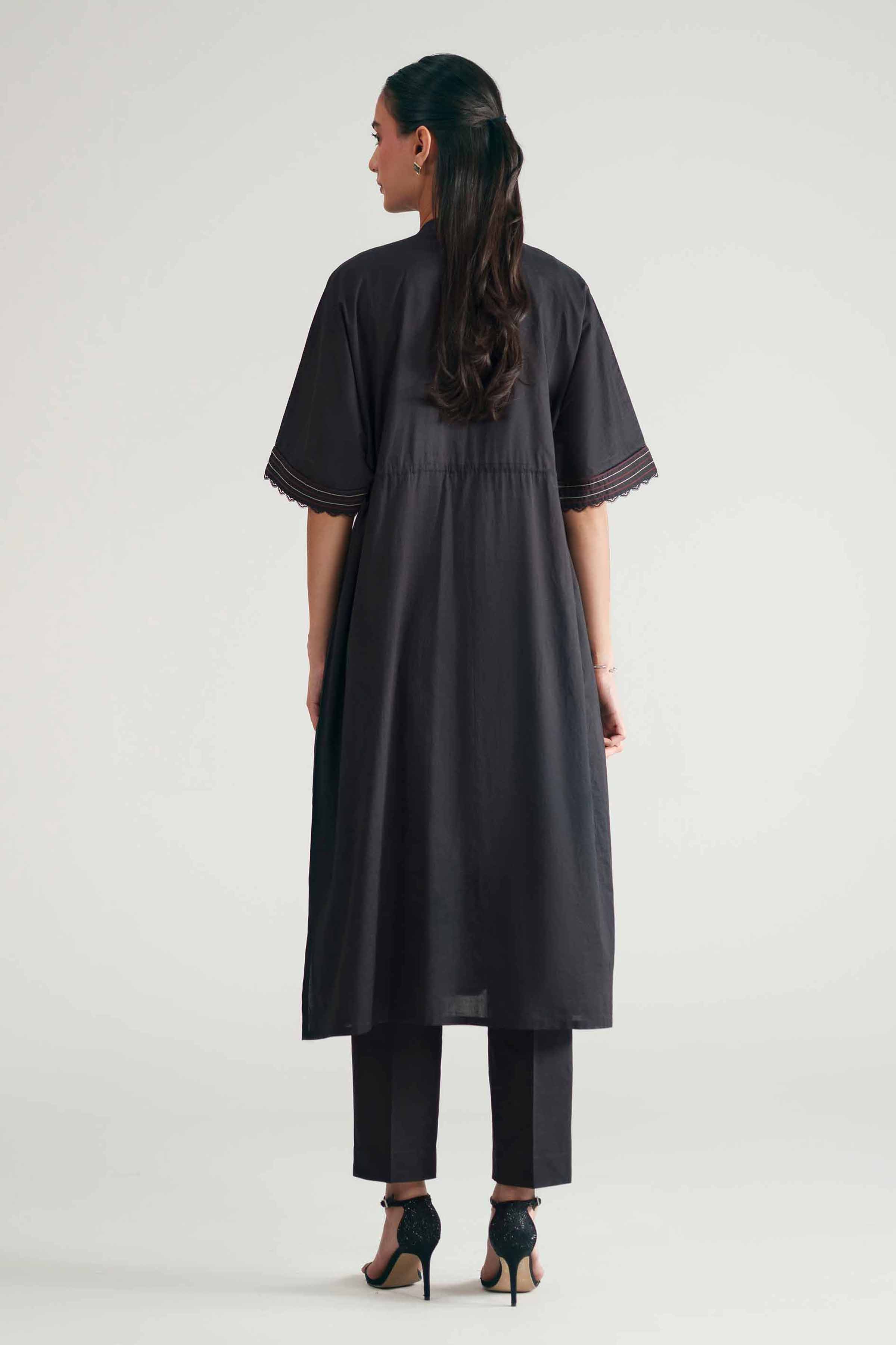 2 Piece - Embroidered Suit - KFE26-172 Black Cambric 2PC Embroidered READY TO WEAR