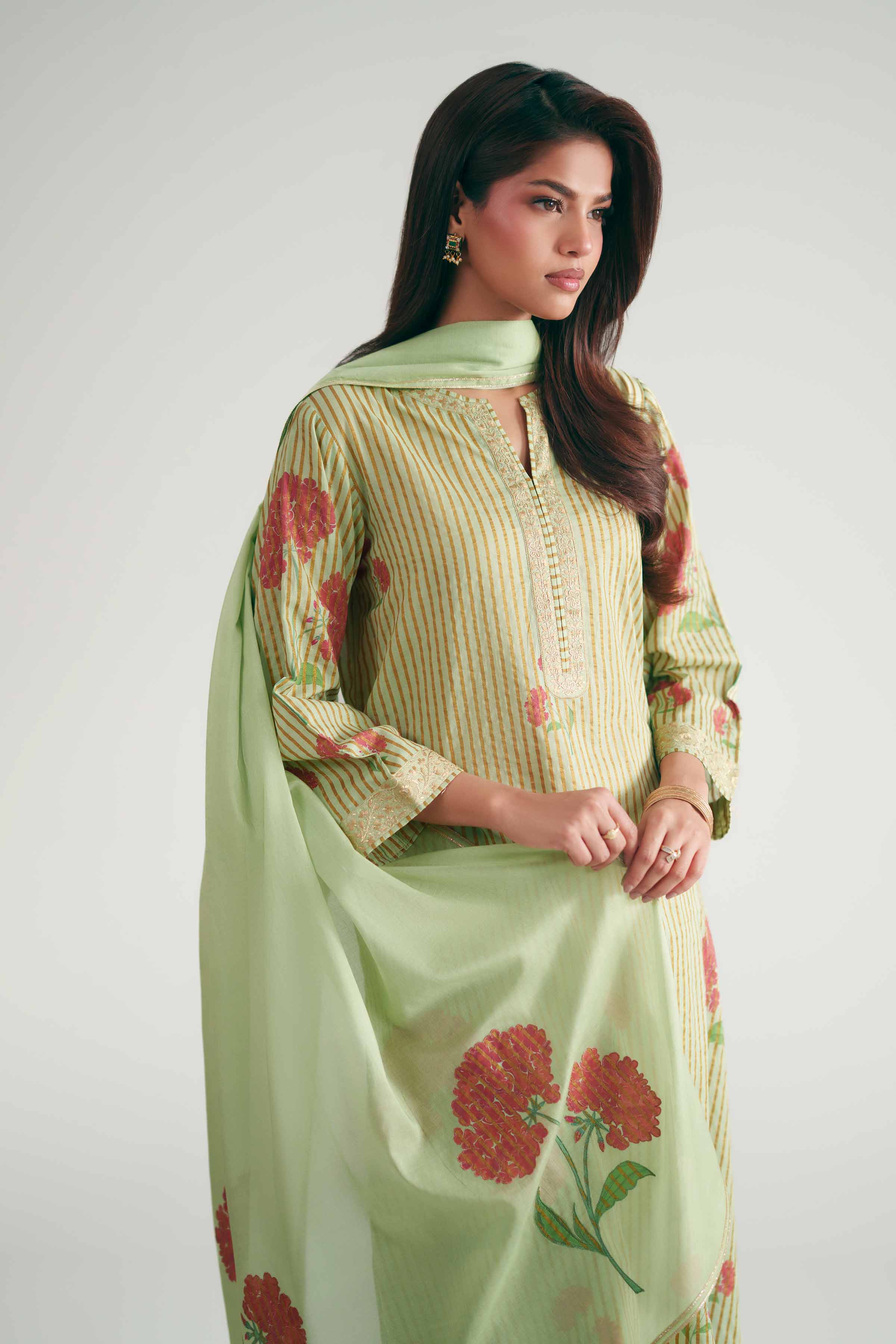 3 Piece - Printed Embroidered Suit - KFE26-204