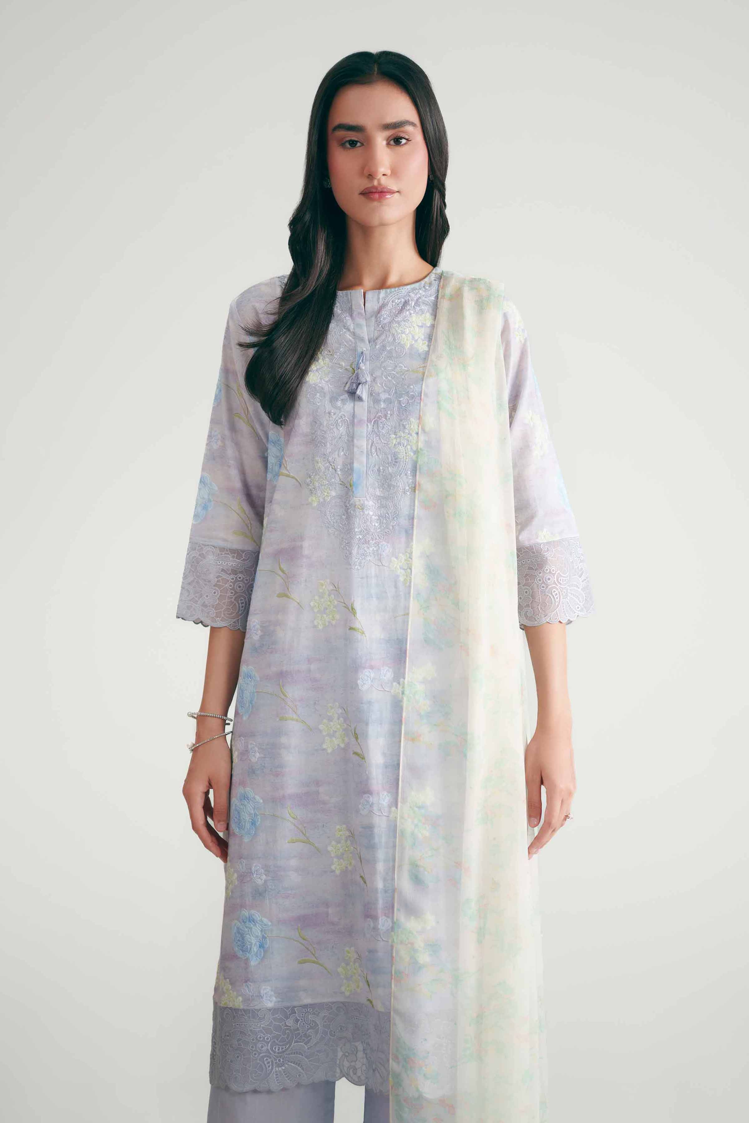 3 Piece - Printed Embroidered Suit - KFE26-226