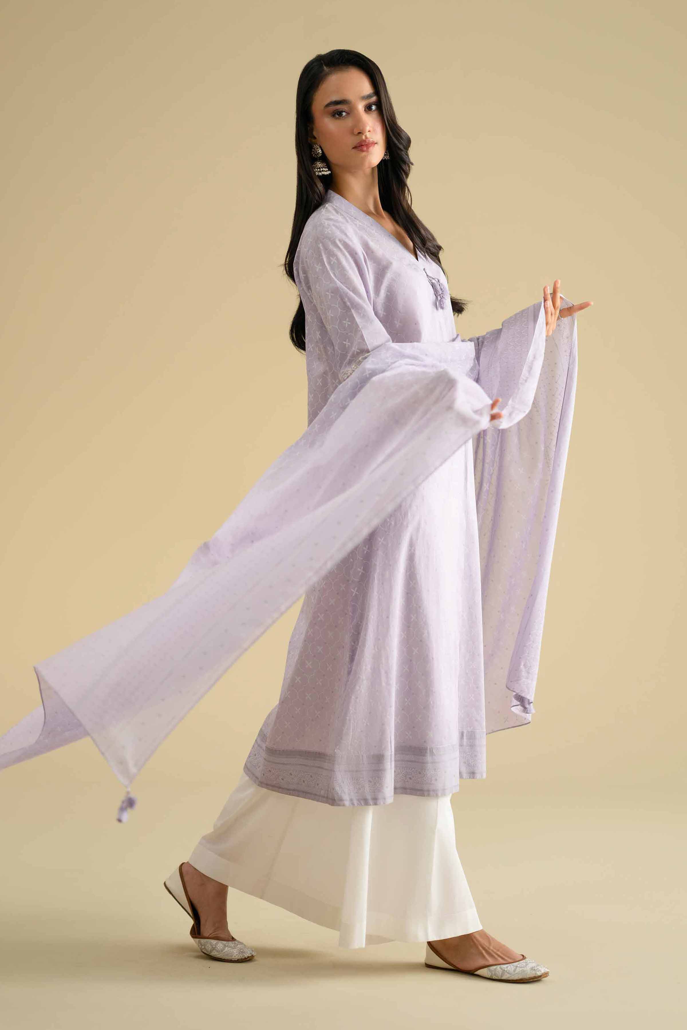 2 Piece - Printed Embroidered Suit - KFE26-28 Purple Lawn 2PC Embroidered LUXURY