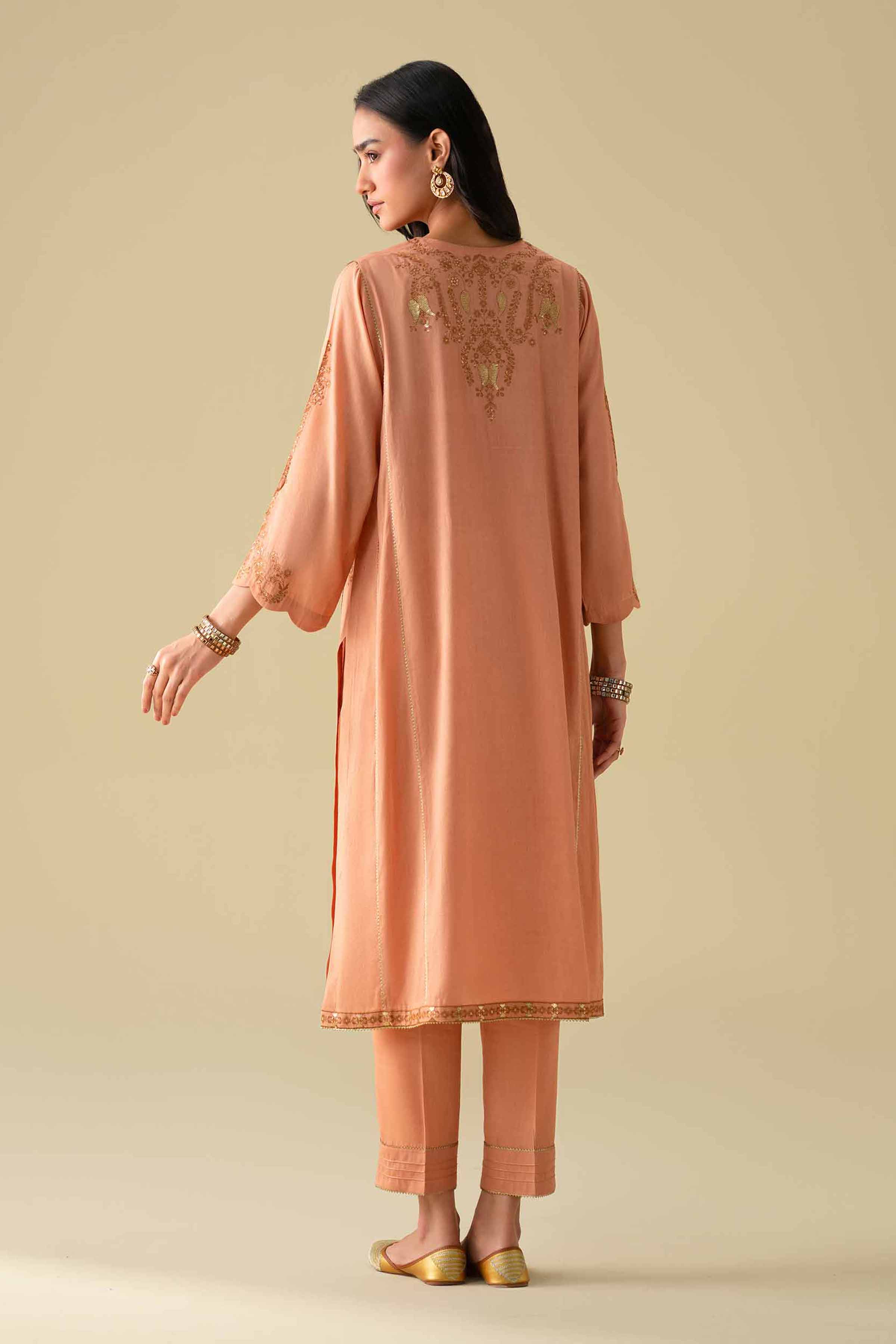 2 Piece - Embroidered Suit - KFE26-40 Orange Yarn Dyed 2PC Embroidered