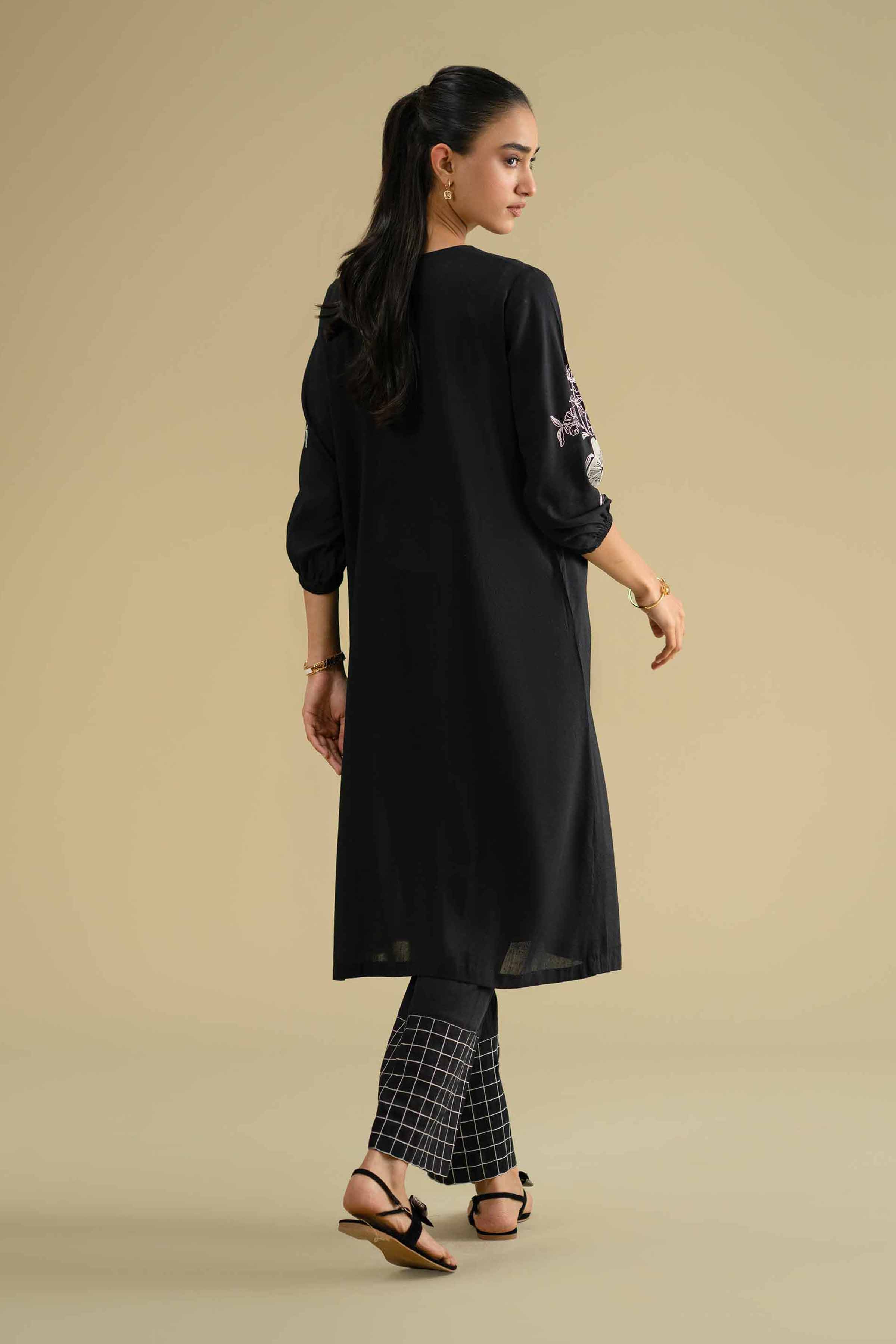 2 Piece - Embroidered Suit - KFE26-41 Black Yarn Dyed 2PC Embroidered