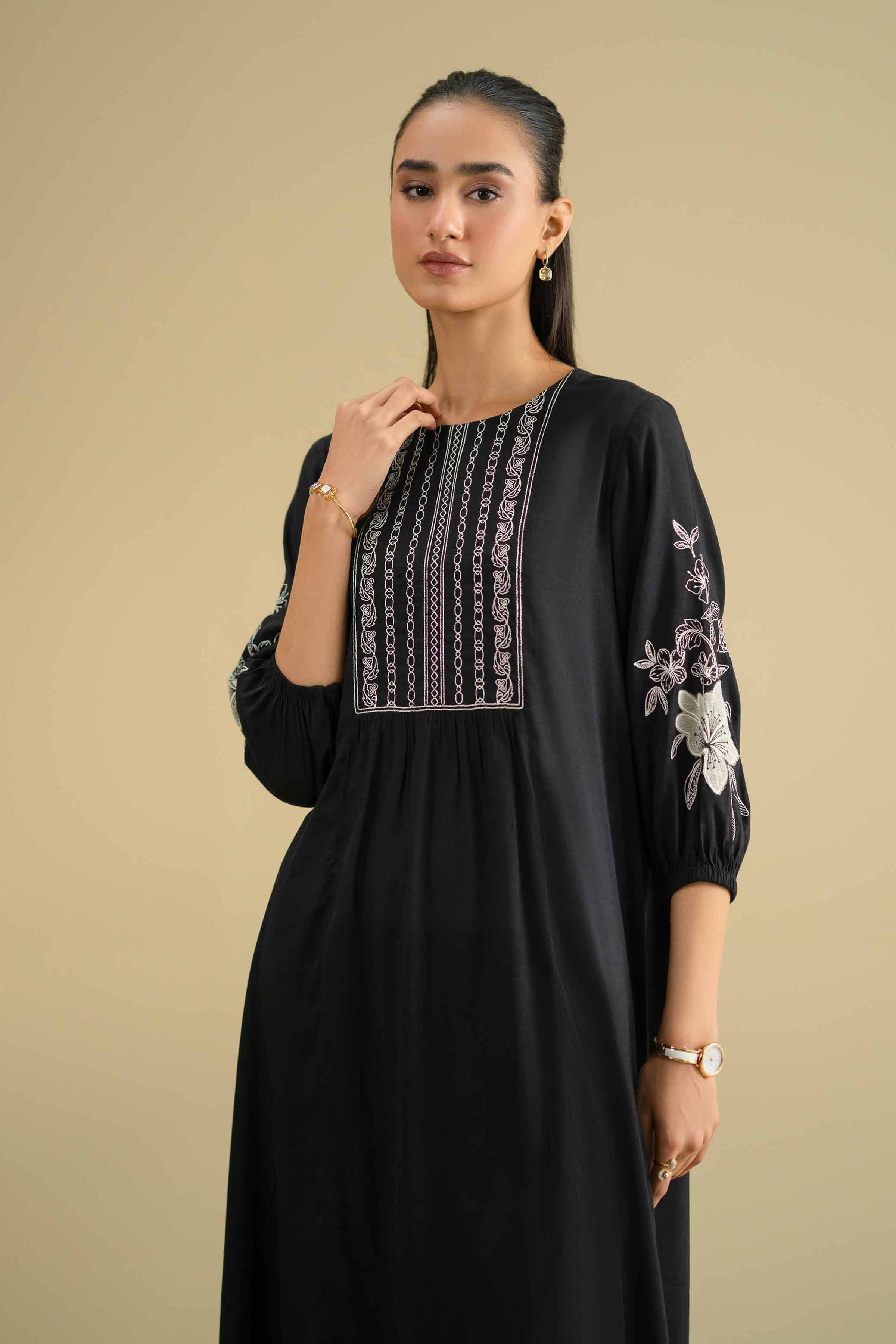 2 Piece - Embroidered Suit - KFE26-41 Black Yarn Dyed 2PC Embroidered