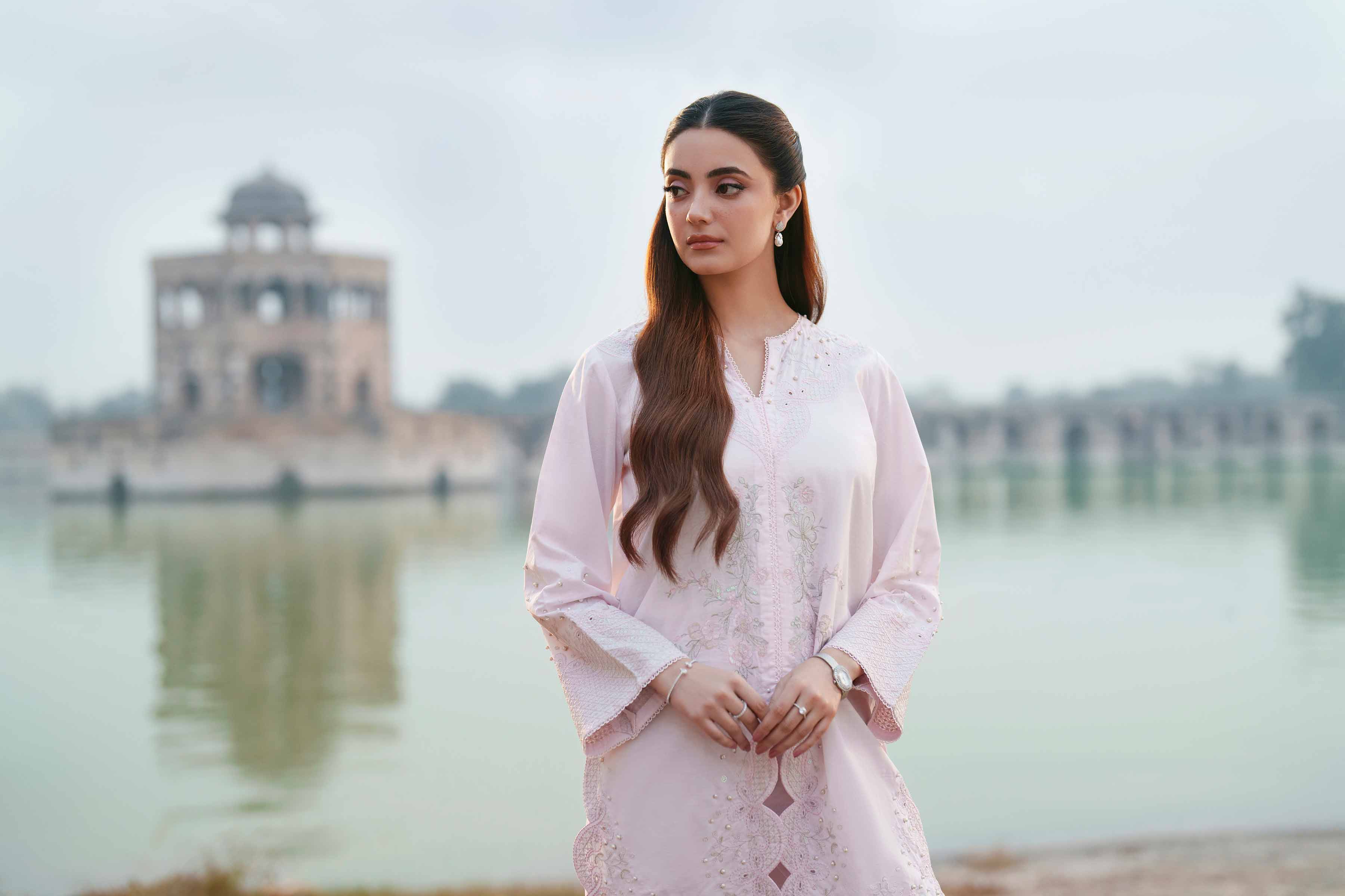 2 Piece - Embroidered Suit - KFE26-46 Pink Cambric 2PC Embroidered