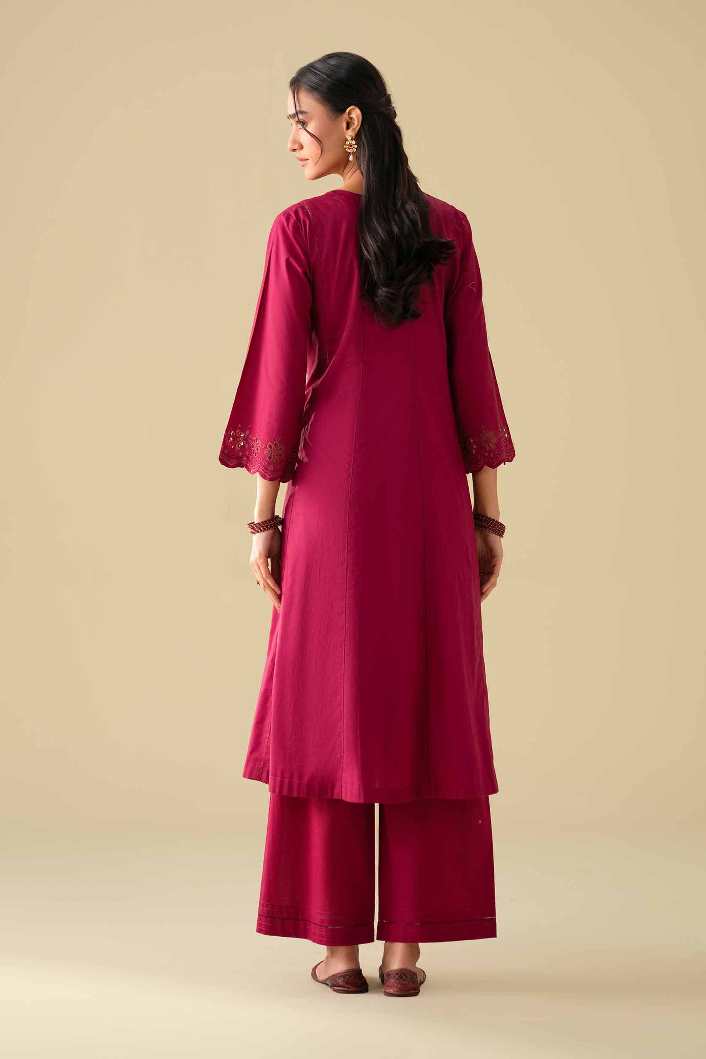 2 Piece - Embroidered Suit - KFE26-49 Red Cambric 2PC Embroidered LUXURY