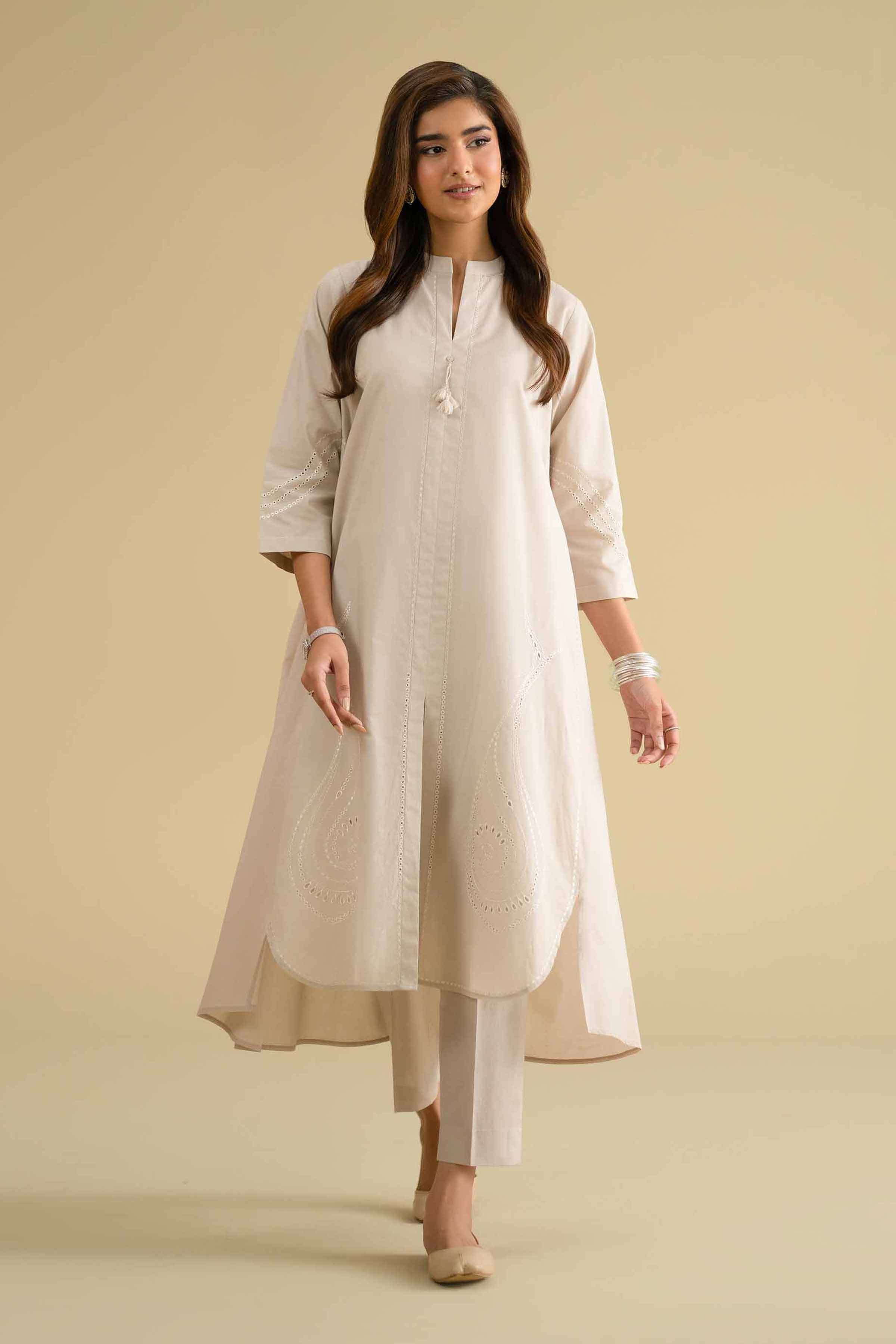 2 Piece - Embroidered Suit - KFE26-55 Ivory Cambric 2PC Embroidered LUXURY