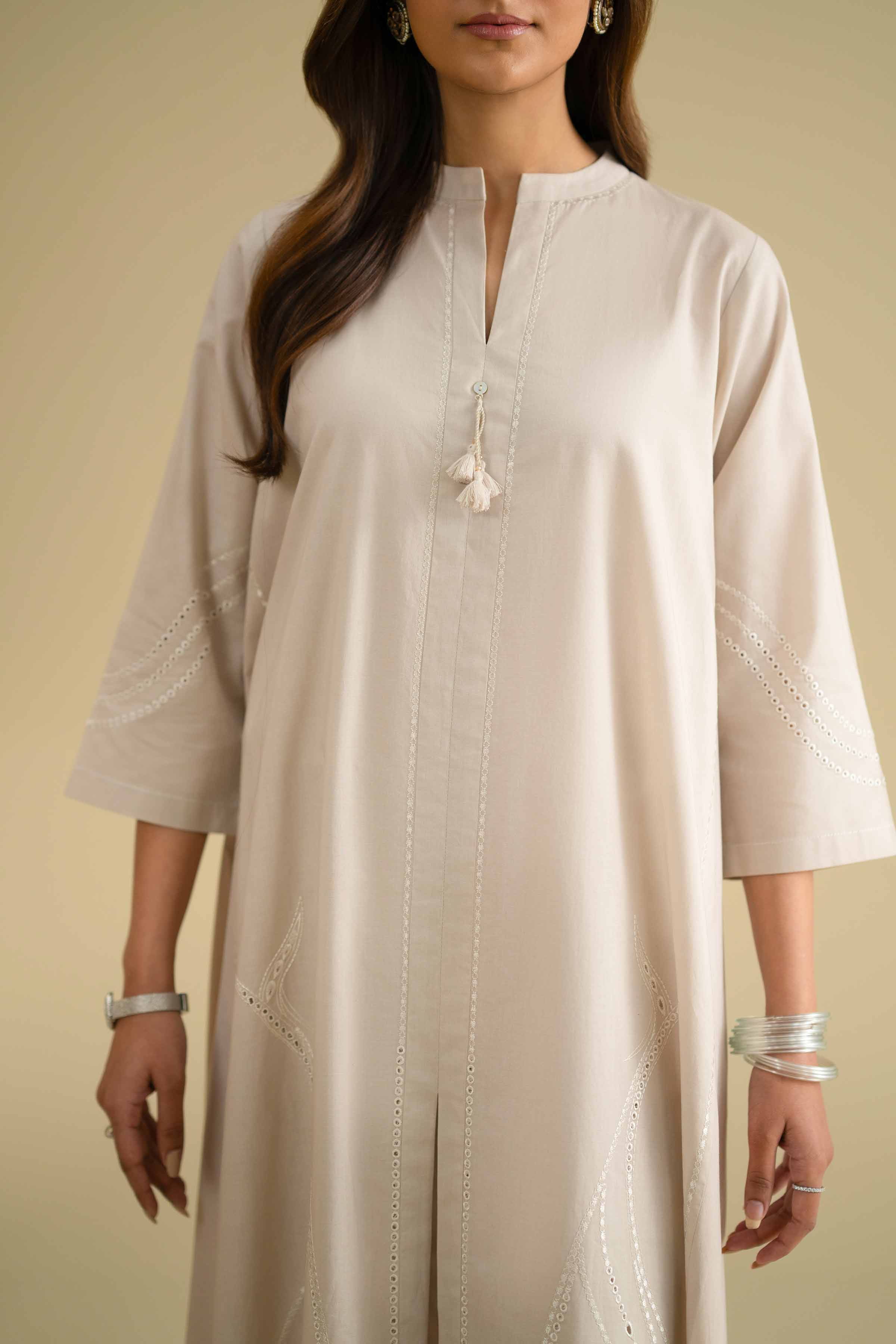 2 Piece - Embroidered Suit - KFE26-55 Ivory Cambric 2PC Embroidered LUXURY