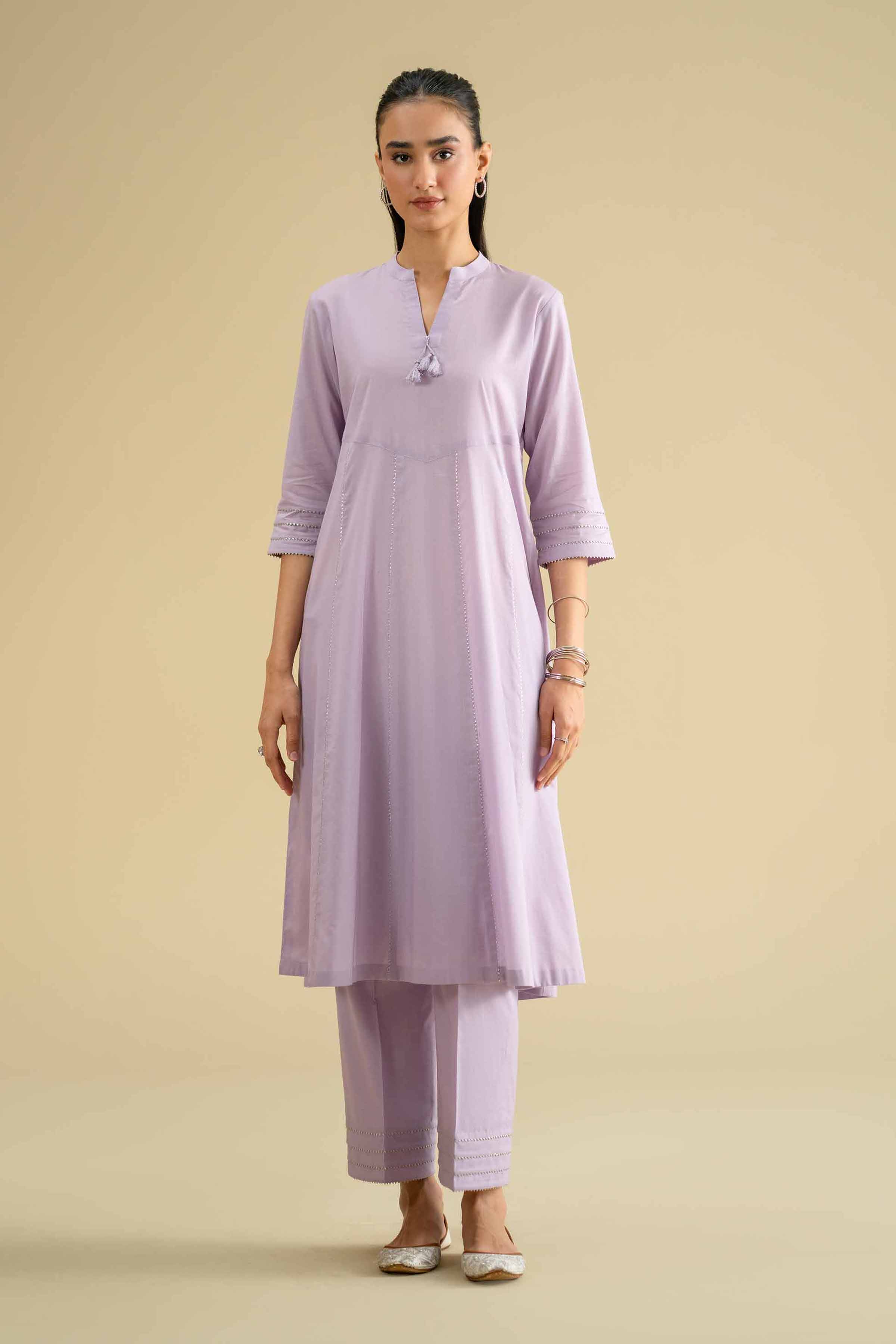 2 Piece - Embroidered Suit - KFE26-58 Blue Cambric 2PC Embroidered LUXURY