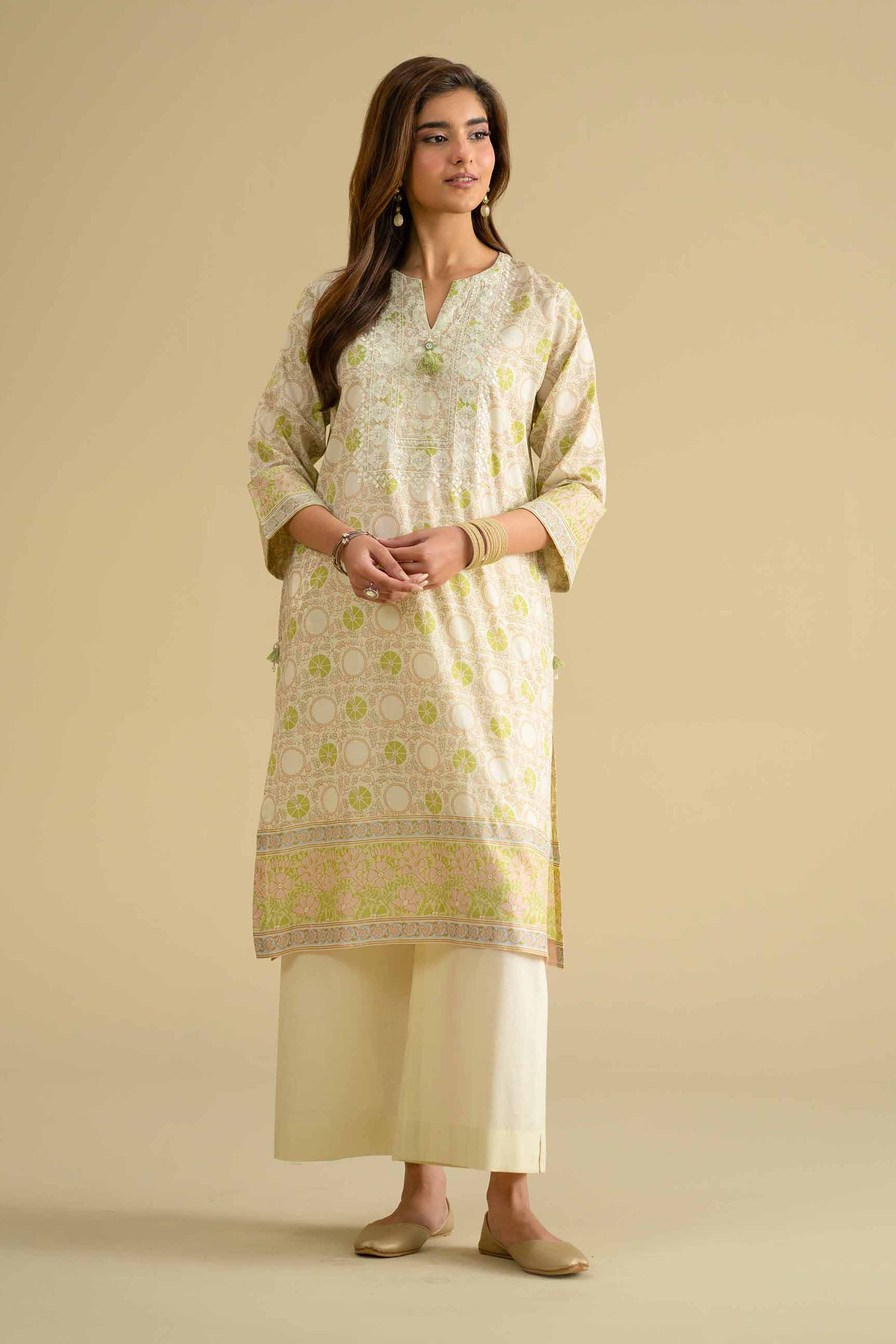 2 Piece - Printed Embroidered Suit - KFE26-63 Yellow Lawn 2PC Embroidered LUXURY