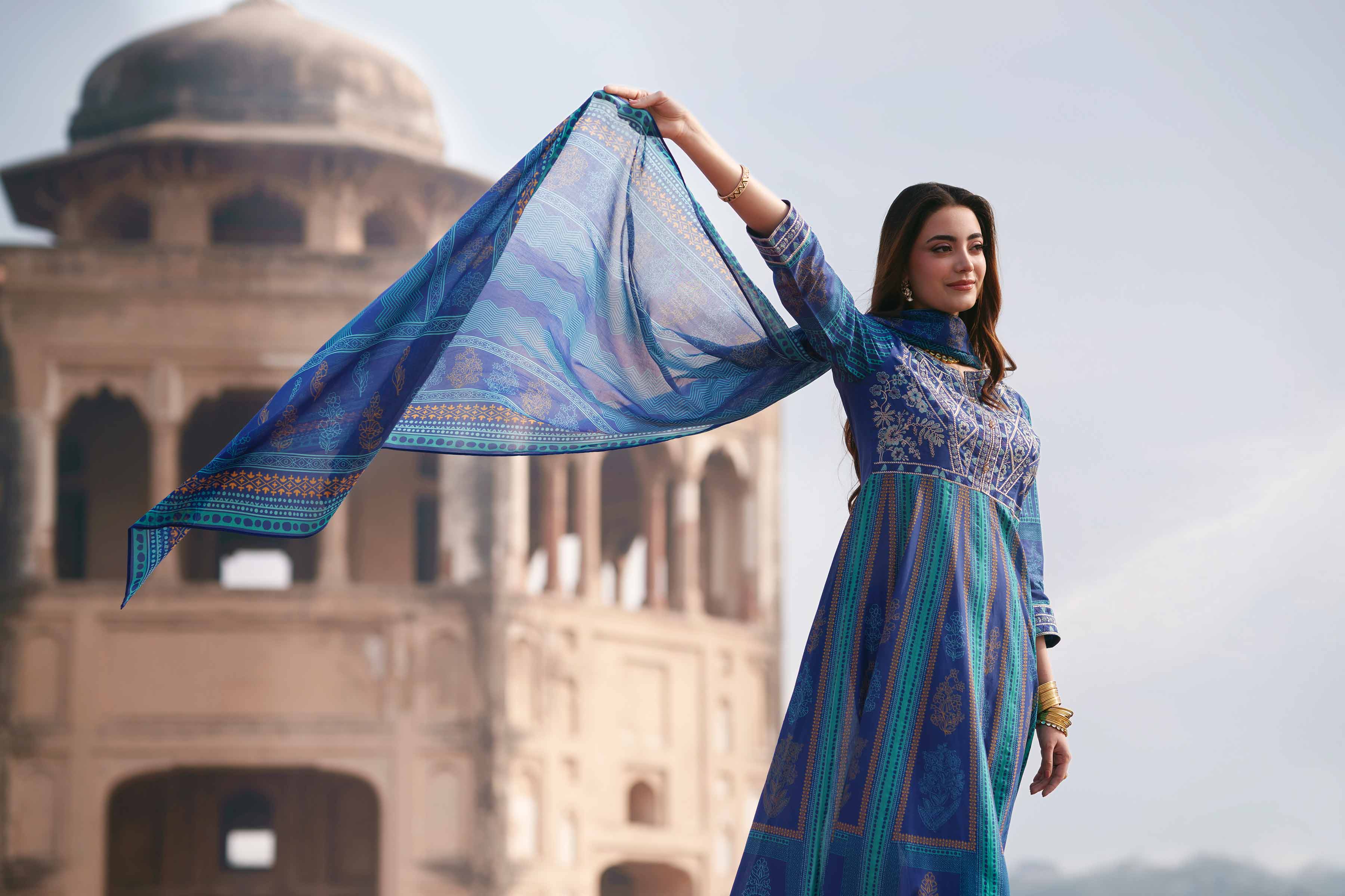3 Piece - Printed Embroidered Suit - KFE26-87