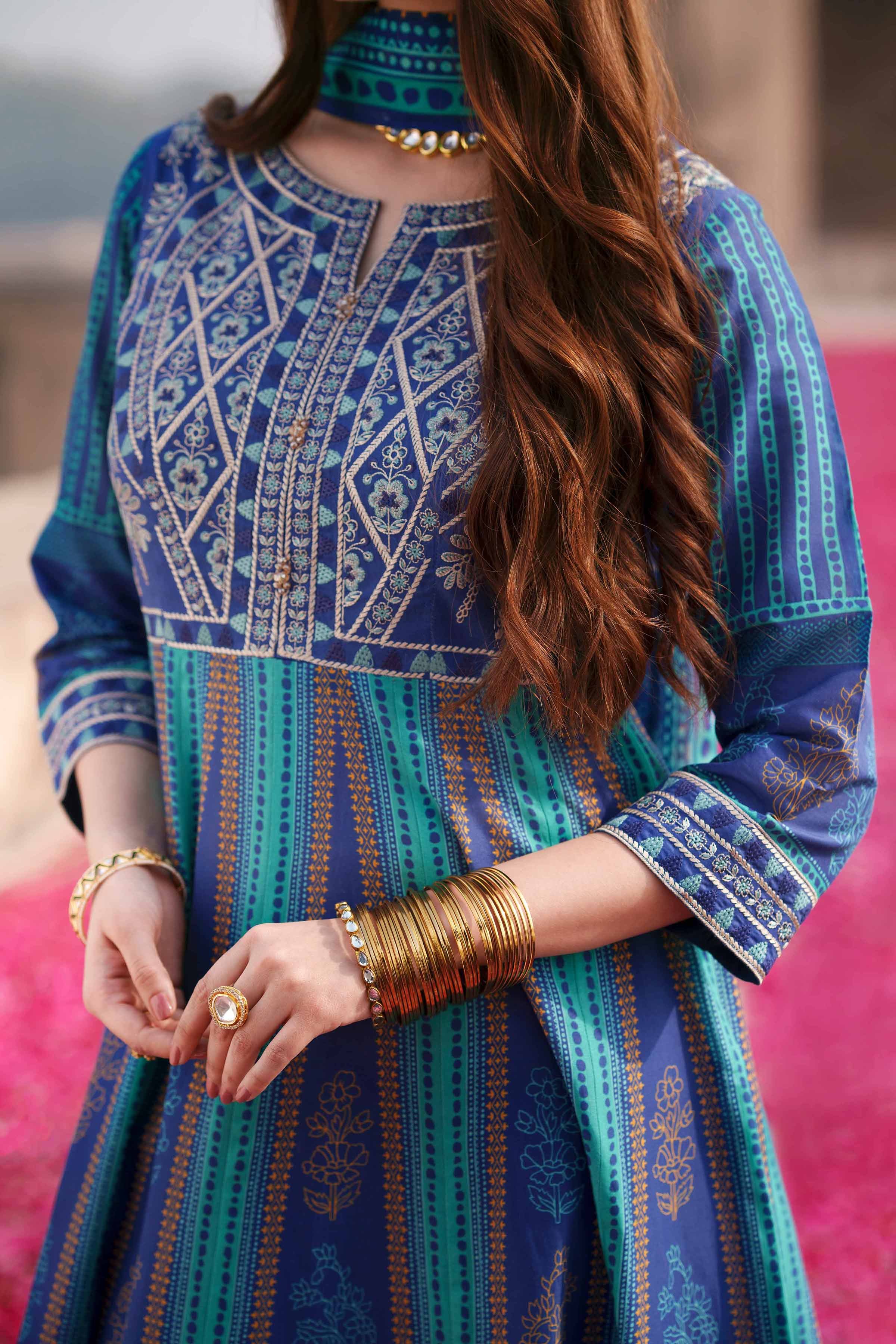 3 Piece - Printed Embroidered Suit - KFE26-87