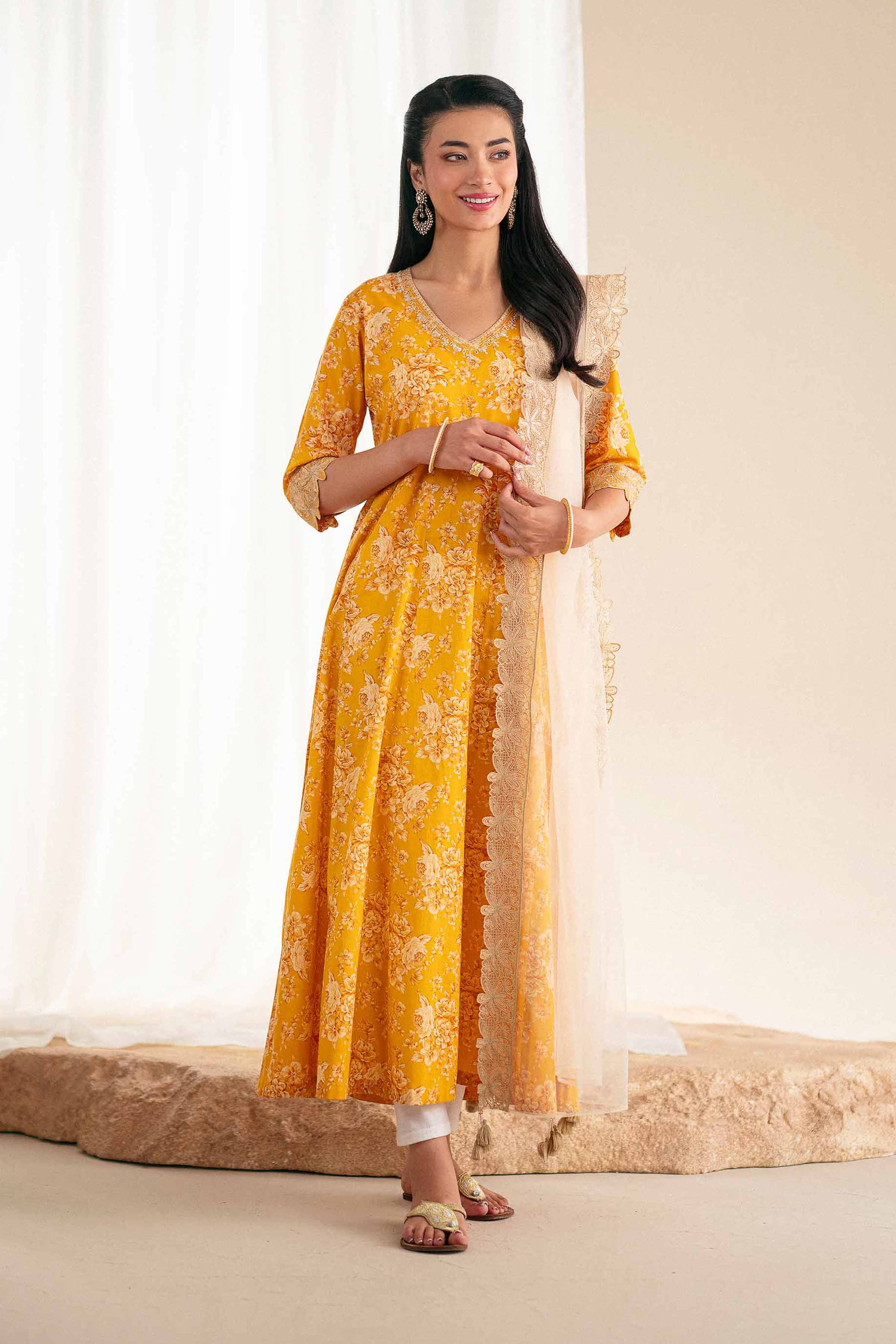 2 Piece - Printed Embroidered Suit - KFS25-121