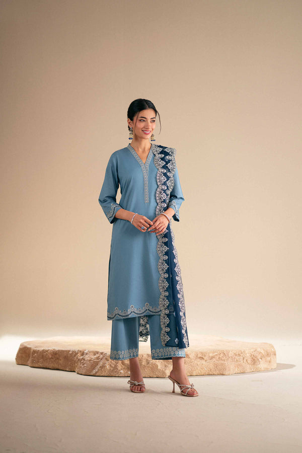 3 Piece - Embroidered Suit - KFS25-122