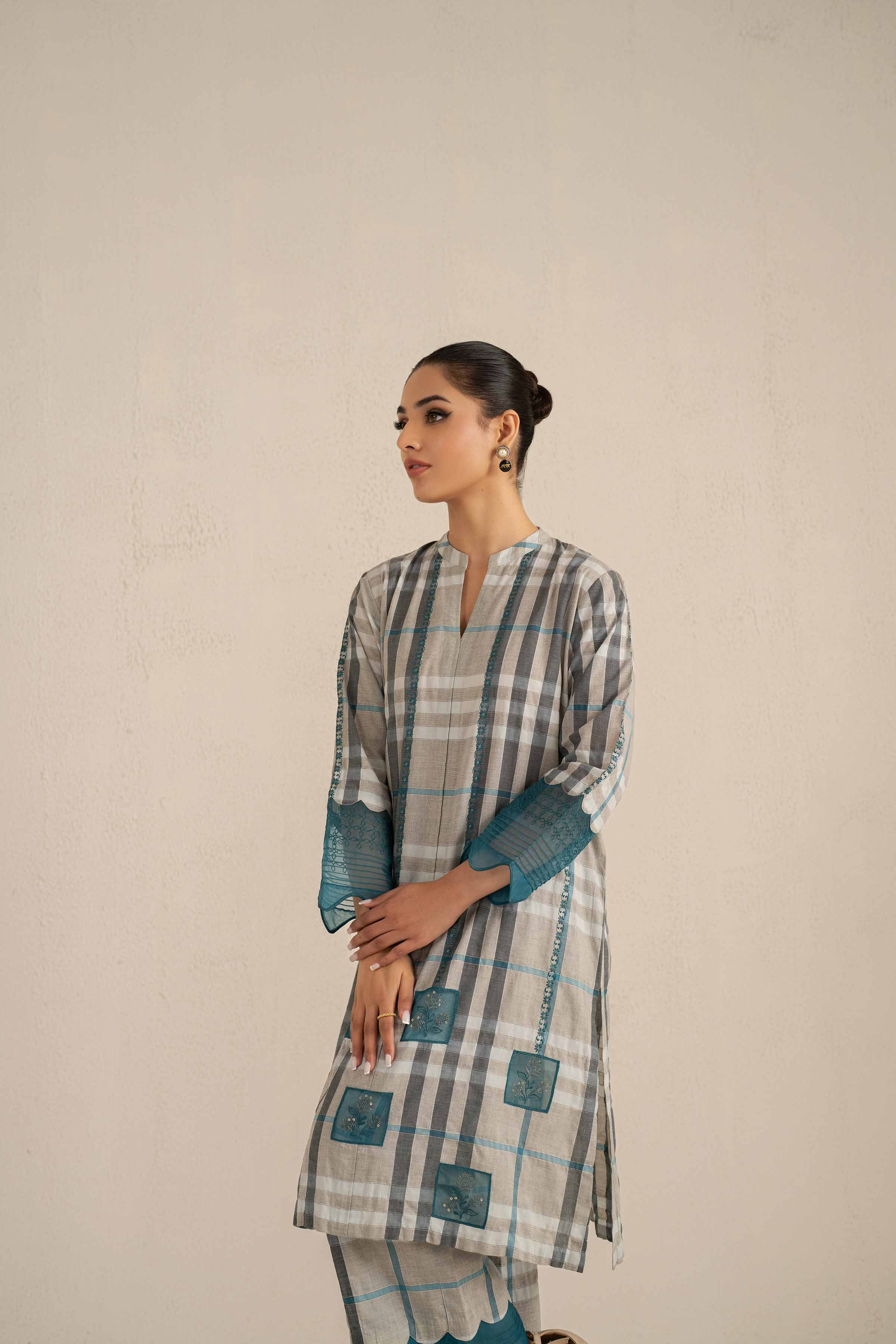 2 Piece - Printed Embroidered Suit - KFS25-23