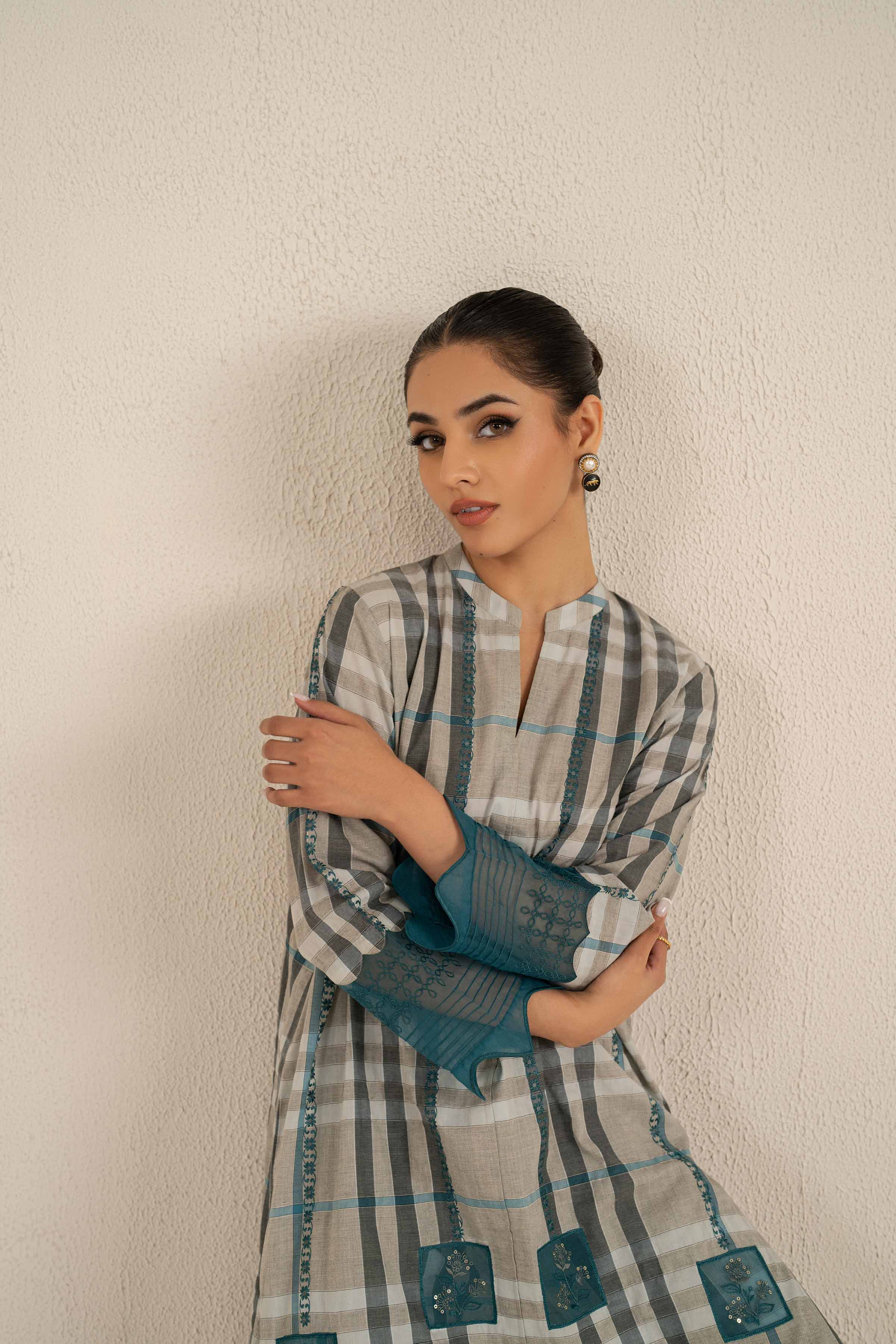 2 Piece - Printed Embroidered Suit - KFS25-23