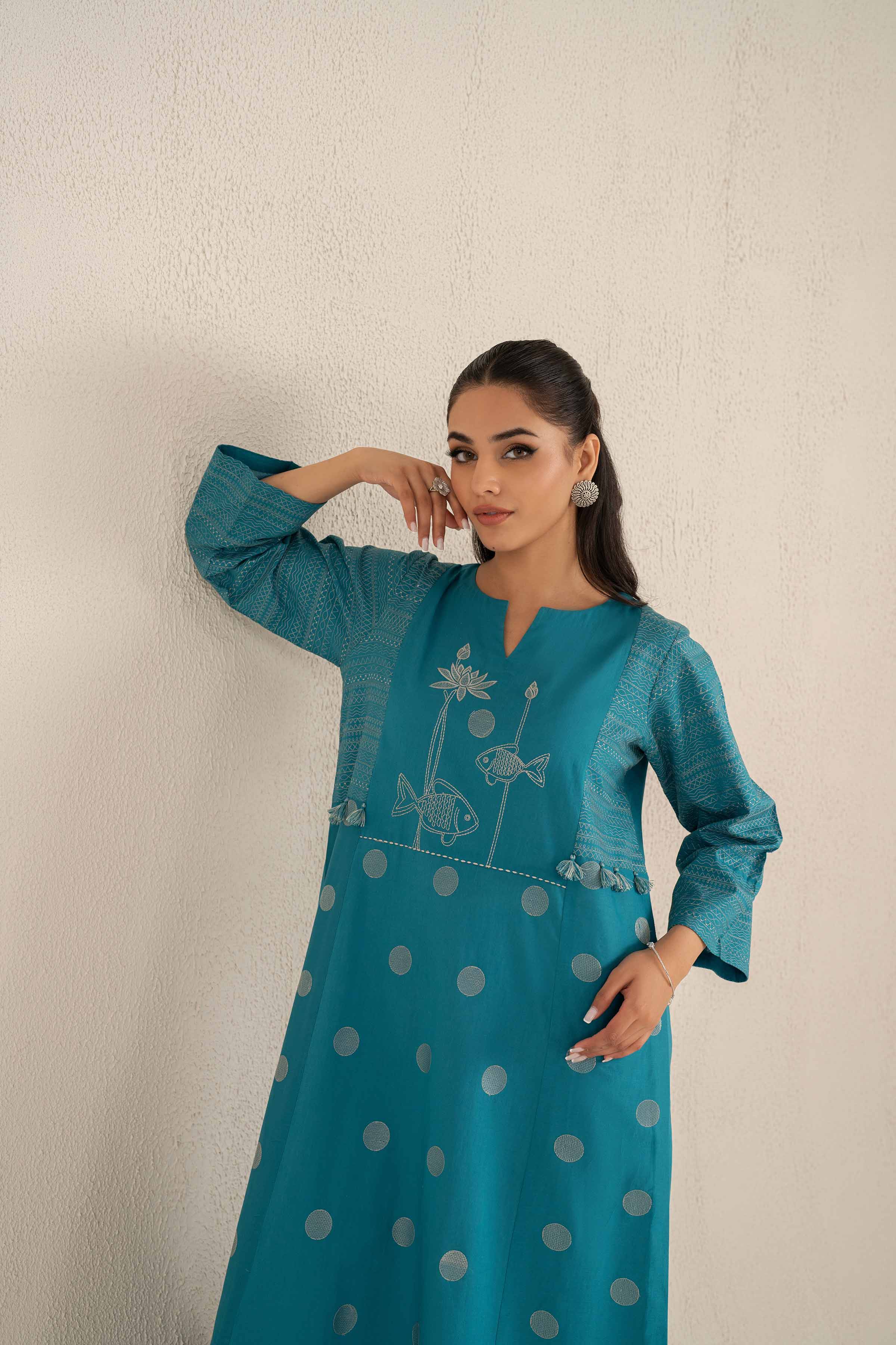 NishatUAE - Ferozi Embroidered Ready To Wear Shirt