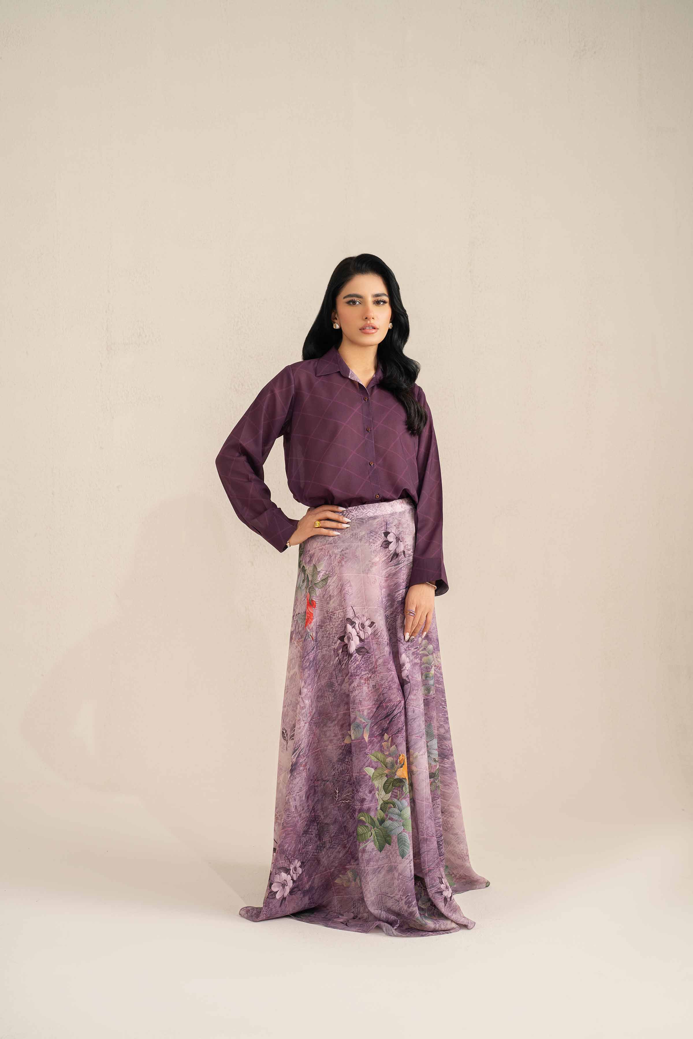 NishatUAE - Purple Printed 2-piece Ready To Wear Dress
