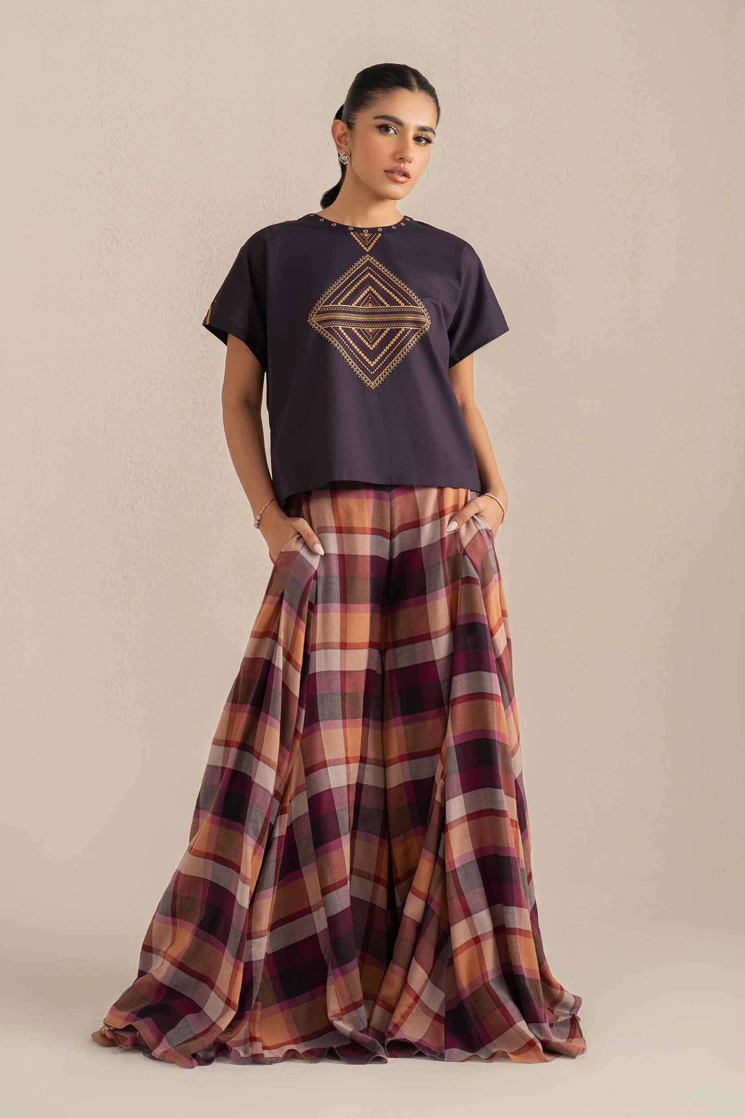 NishatUAE - Purple Embroidered 2-piece Ready To Wear Dress