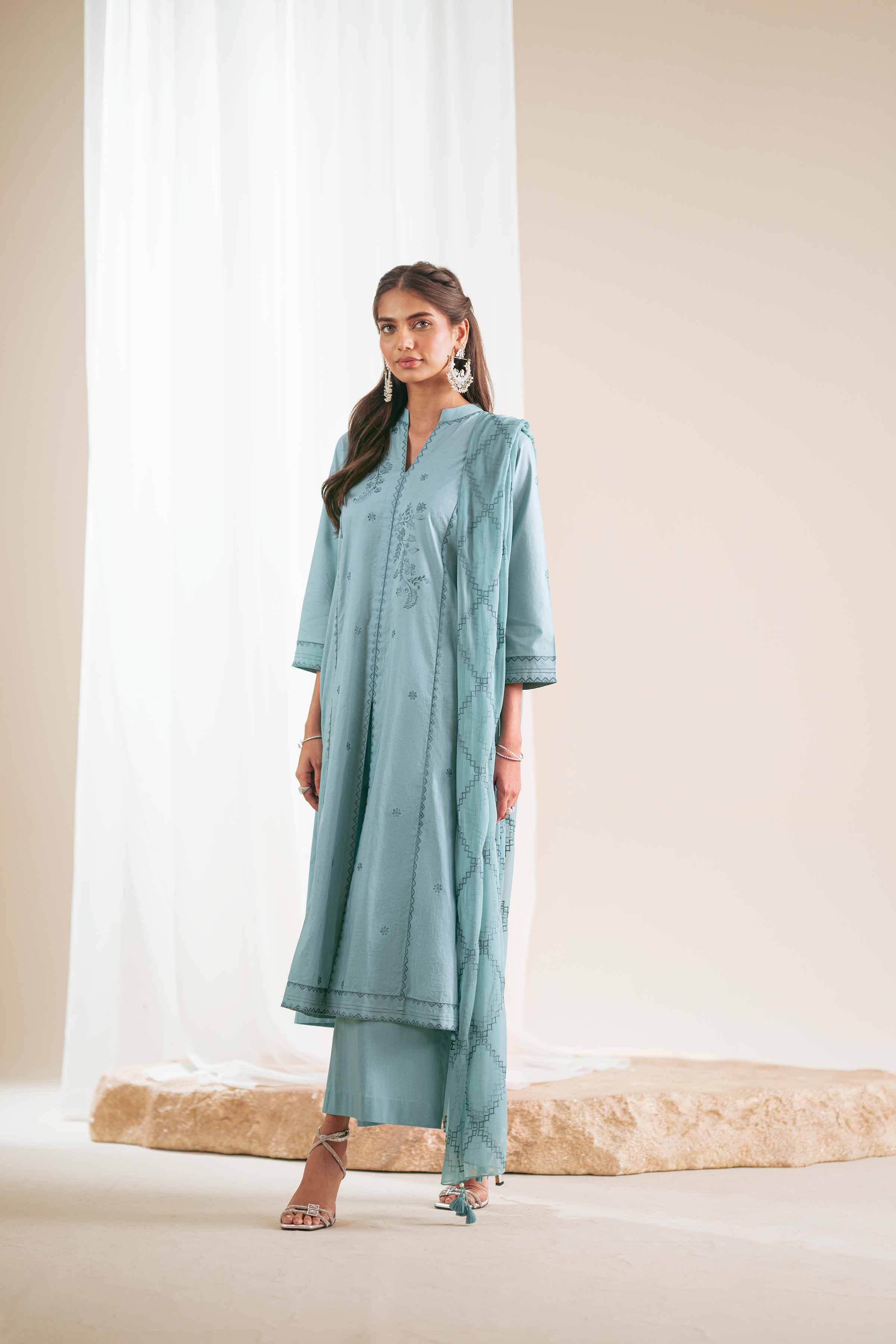 3 Piece - Embroidered Suit - KFS25-91