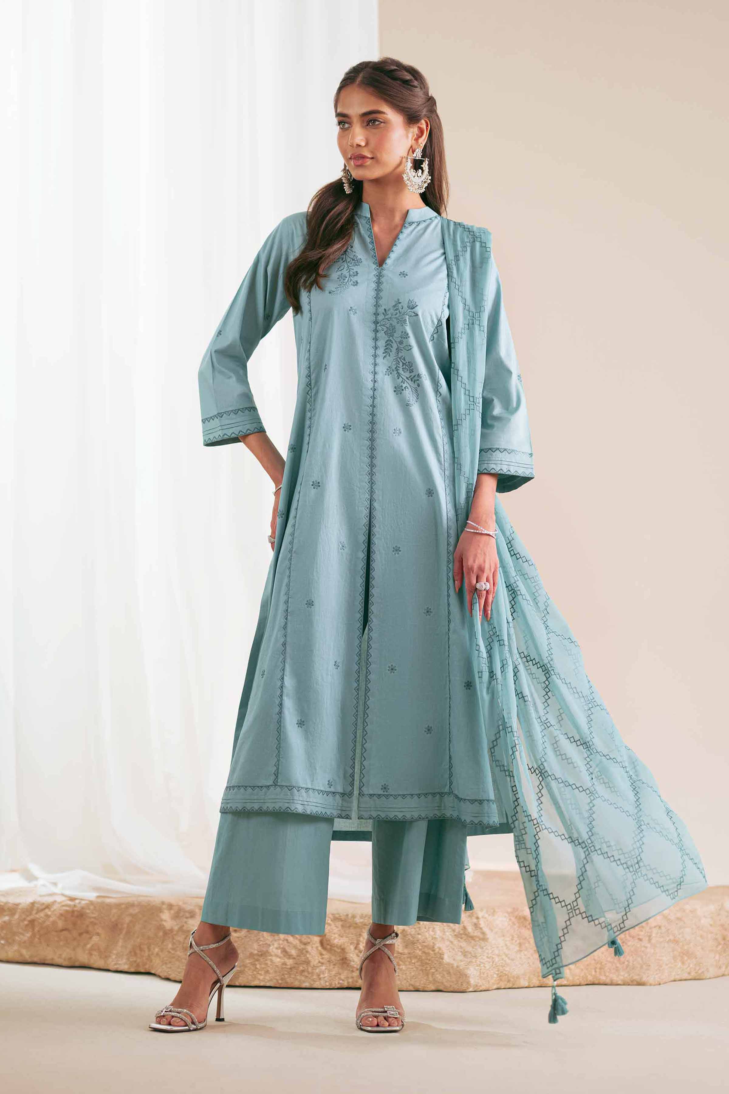 3 Piece - Embroidered Suit - KFS25-91